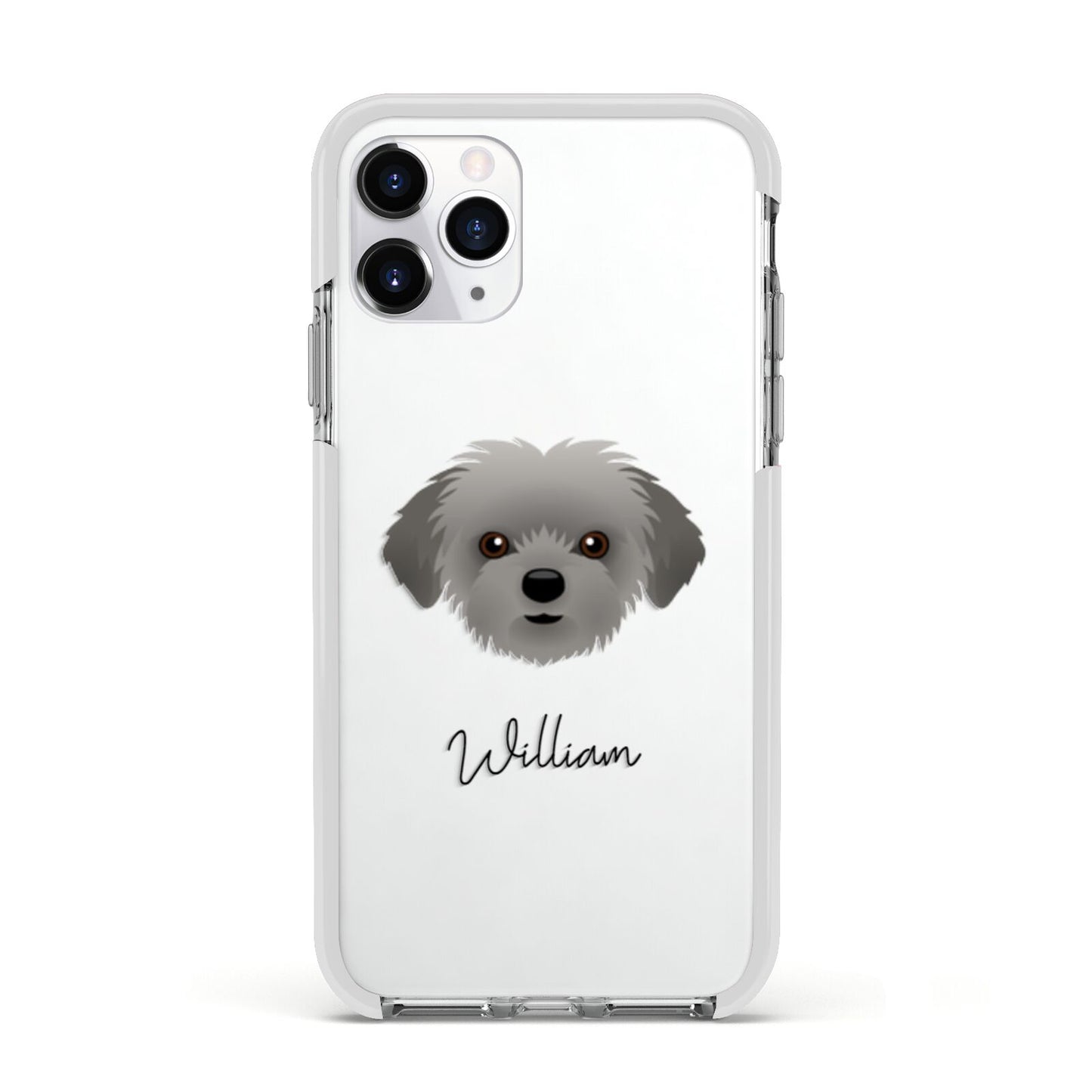 Shorkie Personalised Apple iPhone 11 Pro in Silver with White Impact Case