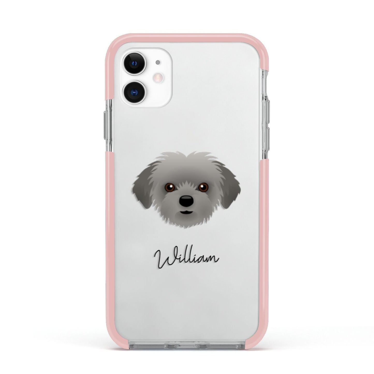 Shorkie Personalised Apple iPhone 11 in White with Pink Impact Case