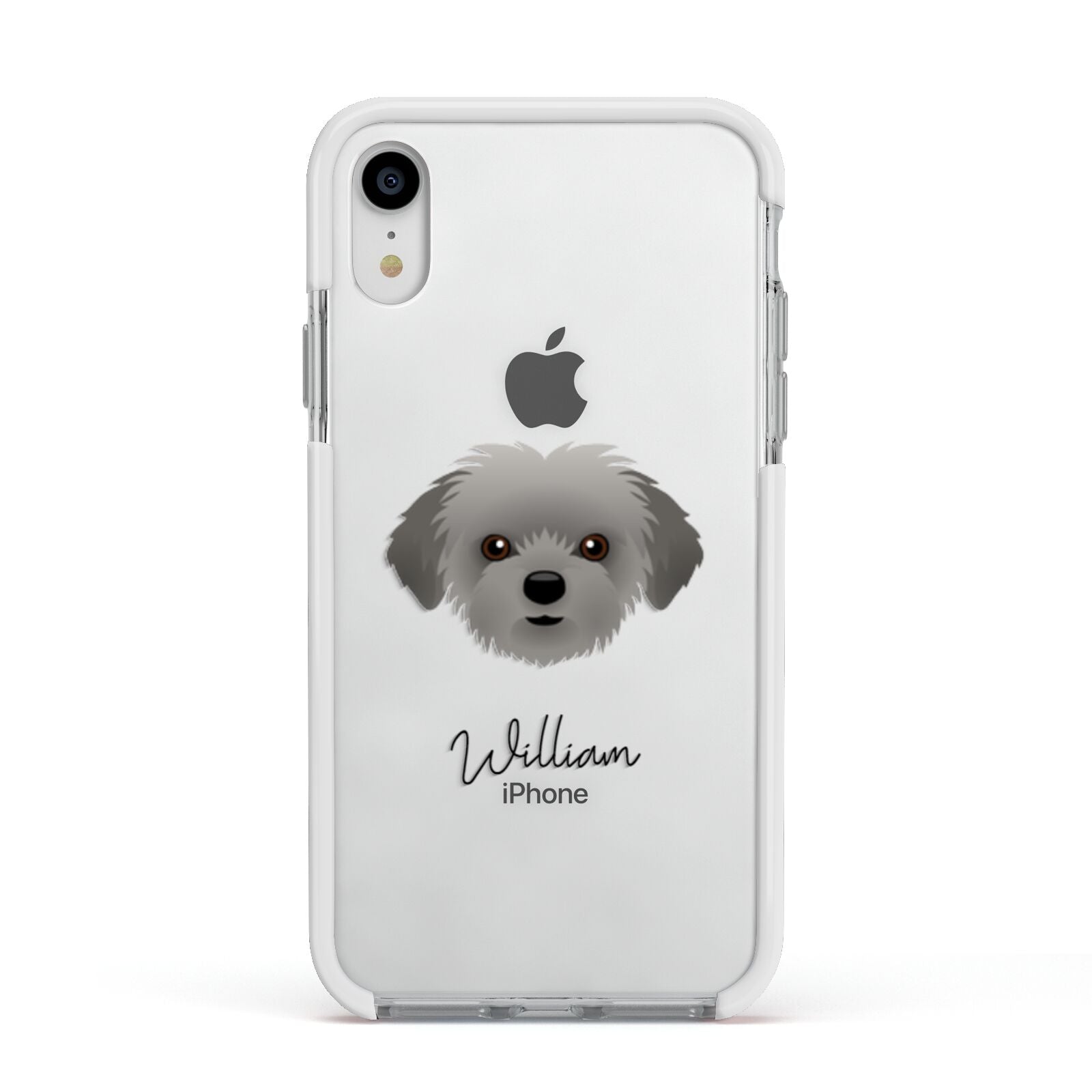 Shorkie Personalised Apple iPhone XR Impact Case White Edge on Silver Phone