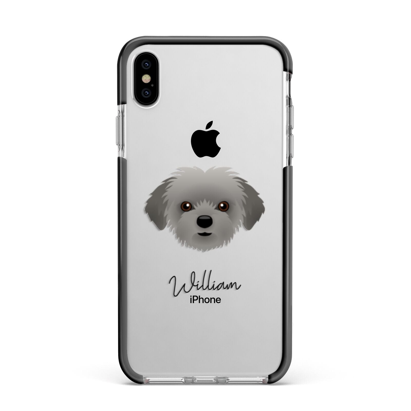 Shorkie Personalised Apple iPhone Xs Max Impact Case Black Edge on Silver Phone