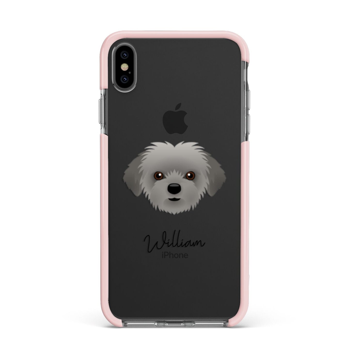Shorkie Personalised Apple iPhone Xs Max Impact Case Pink Edge on Black Phone