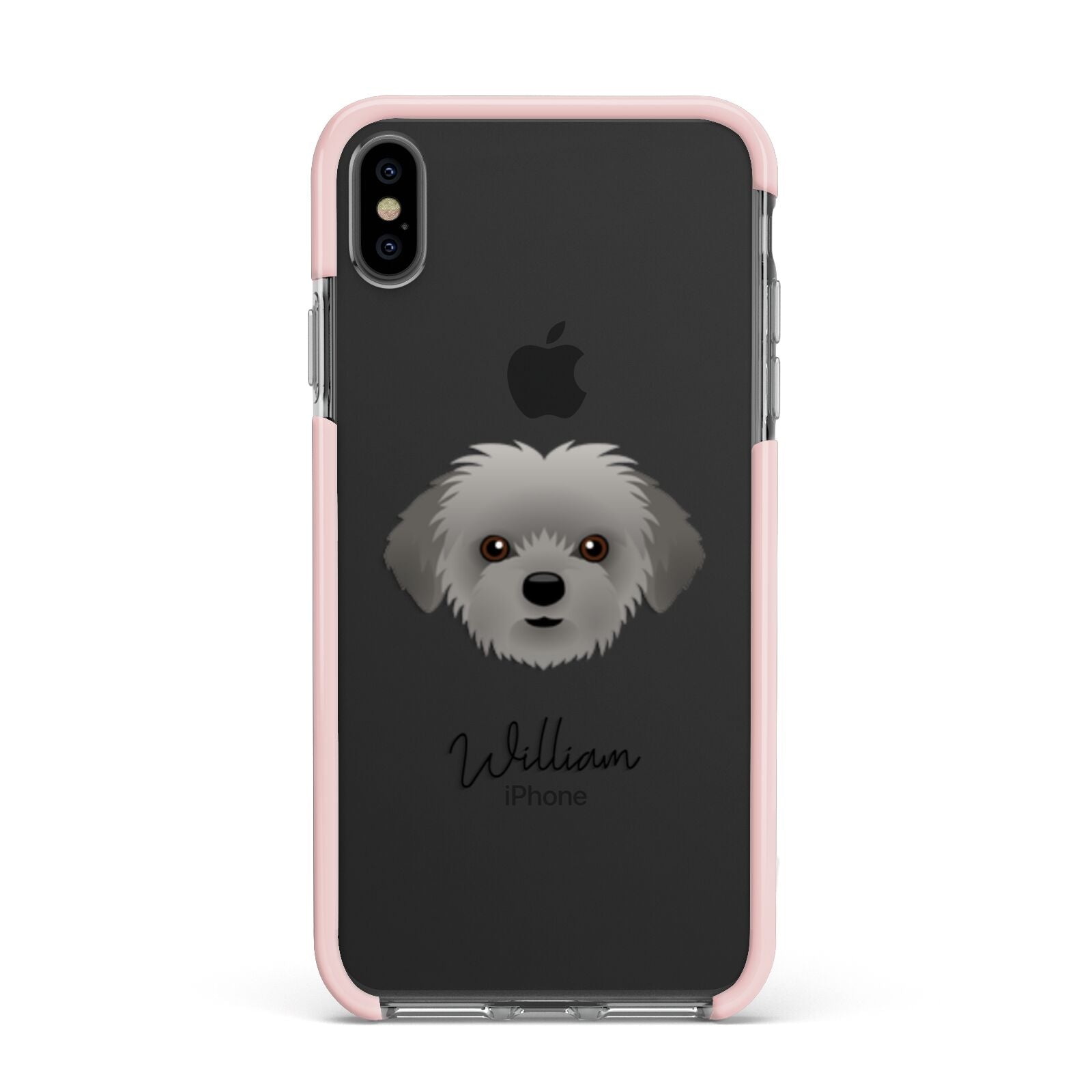 Shorkie Personalised Apple iPhone Xs Max Impact Case Pink Edge on Black Phone
