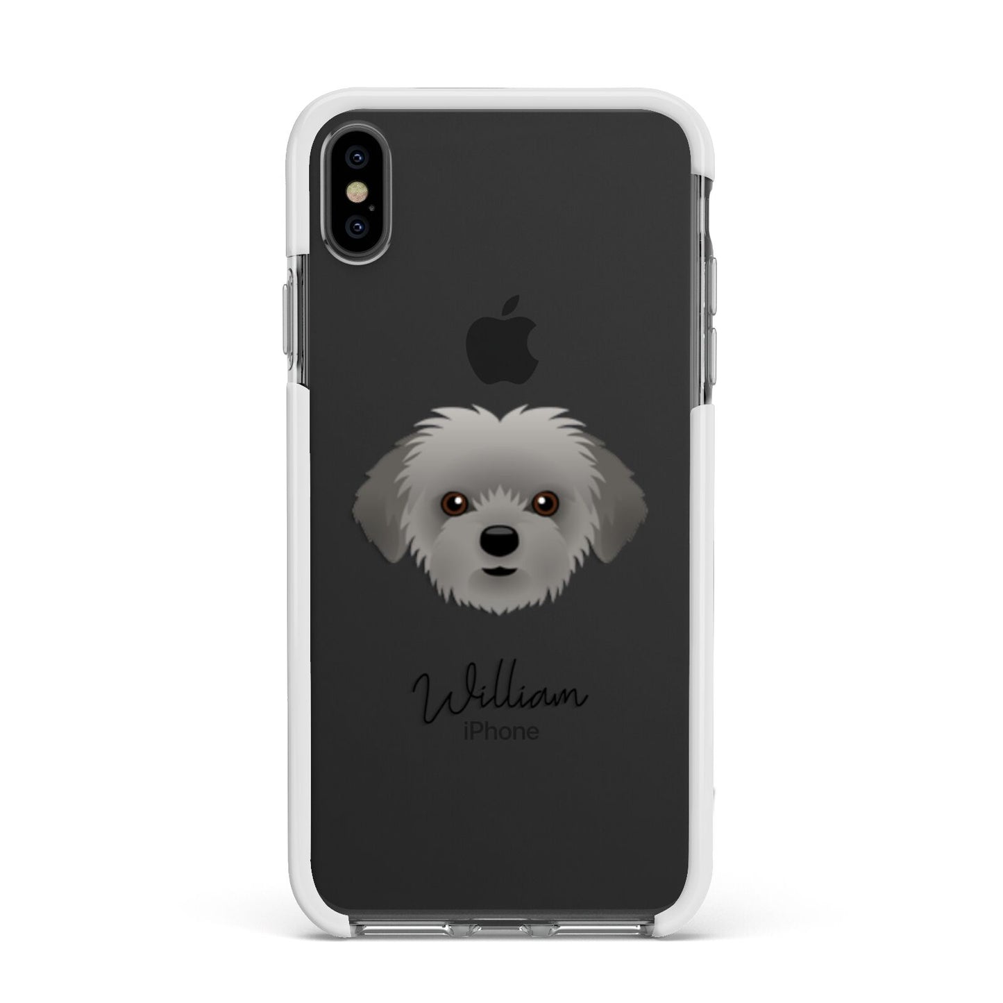 Shorkie Personalised Apple iPhone Xs Max Impact Case White Edge on Black Phone