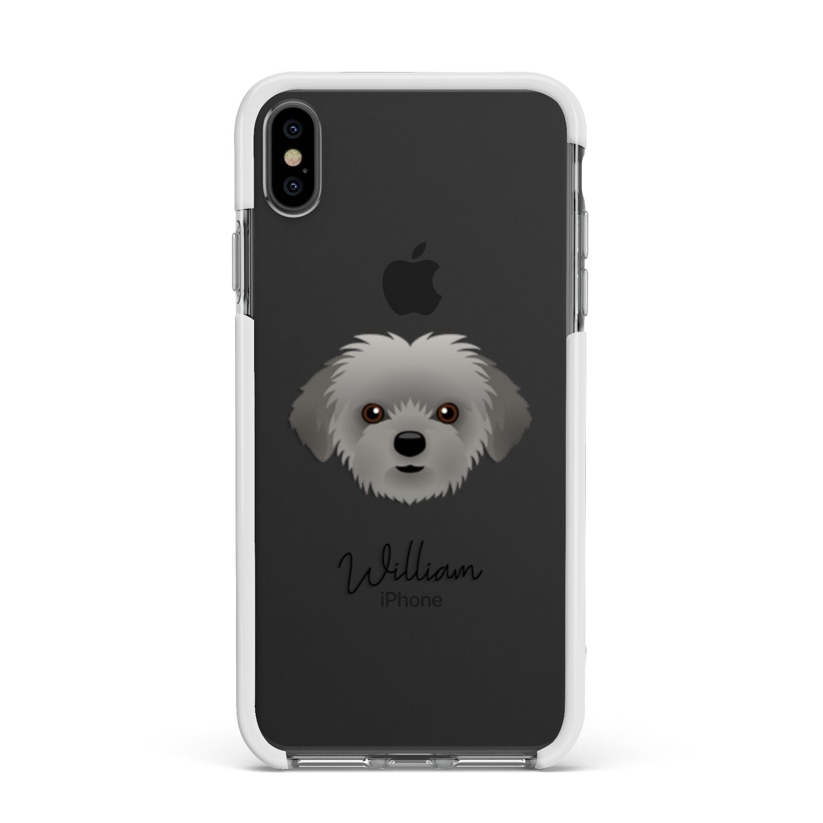 Shorkie Personalised Apple iPhone Xs Max Impact Case White Edge on Black Phone
