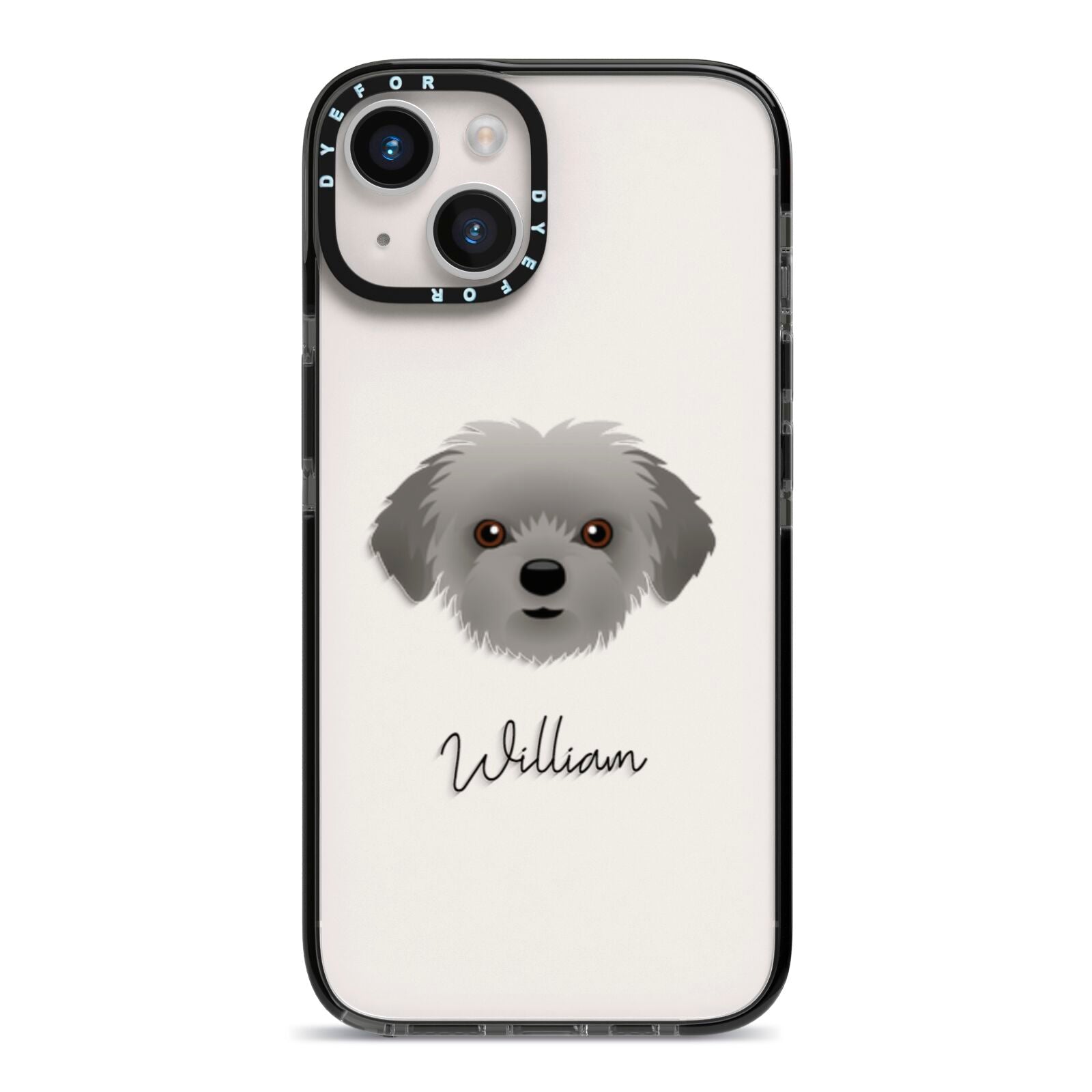Shorkie Personalised iPhone 14 Black Impact Case on Silver phone
