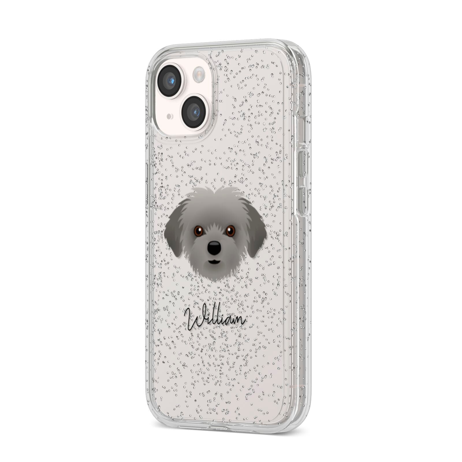 Shorkie Personalised iPhone 14 Glitter Tough Case Starlight Angled Image