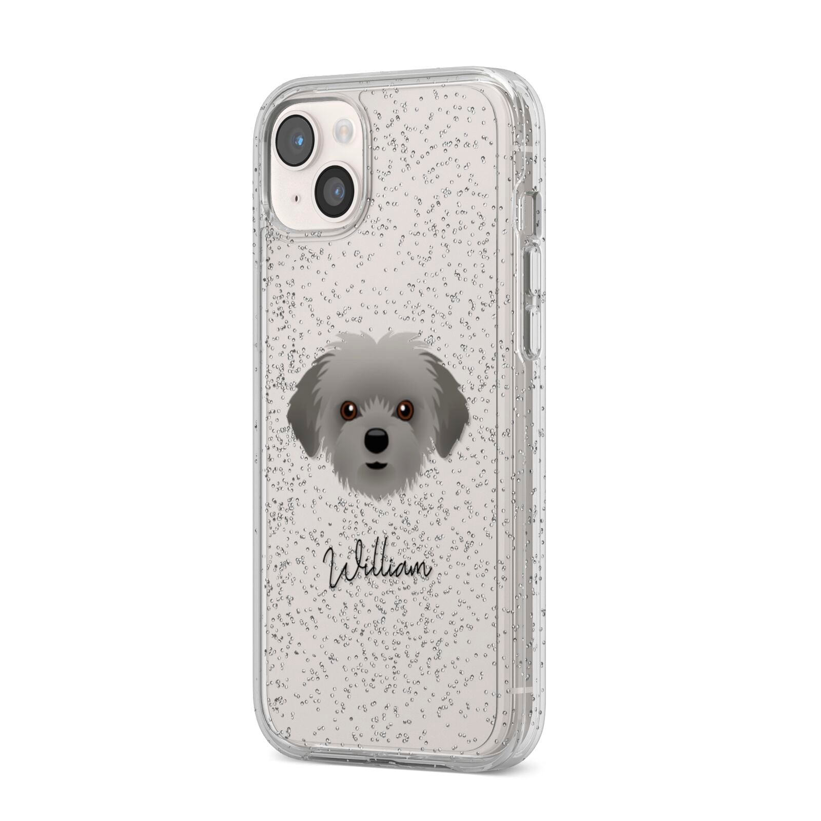 Shorkie Personalised iPhone 14 Plus Glitter Tough Case Starlight Angled Image