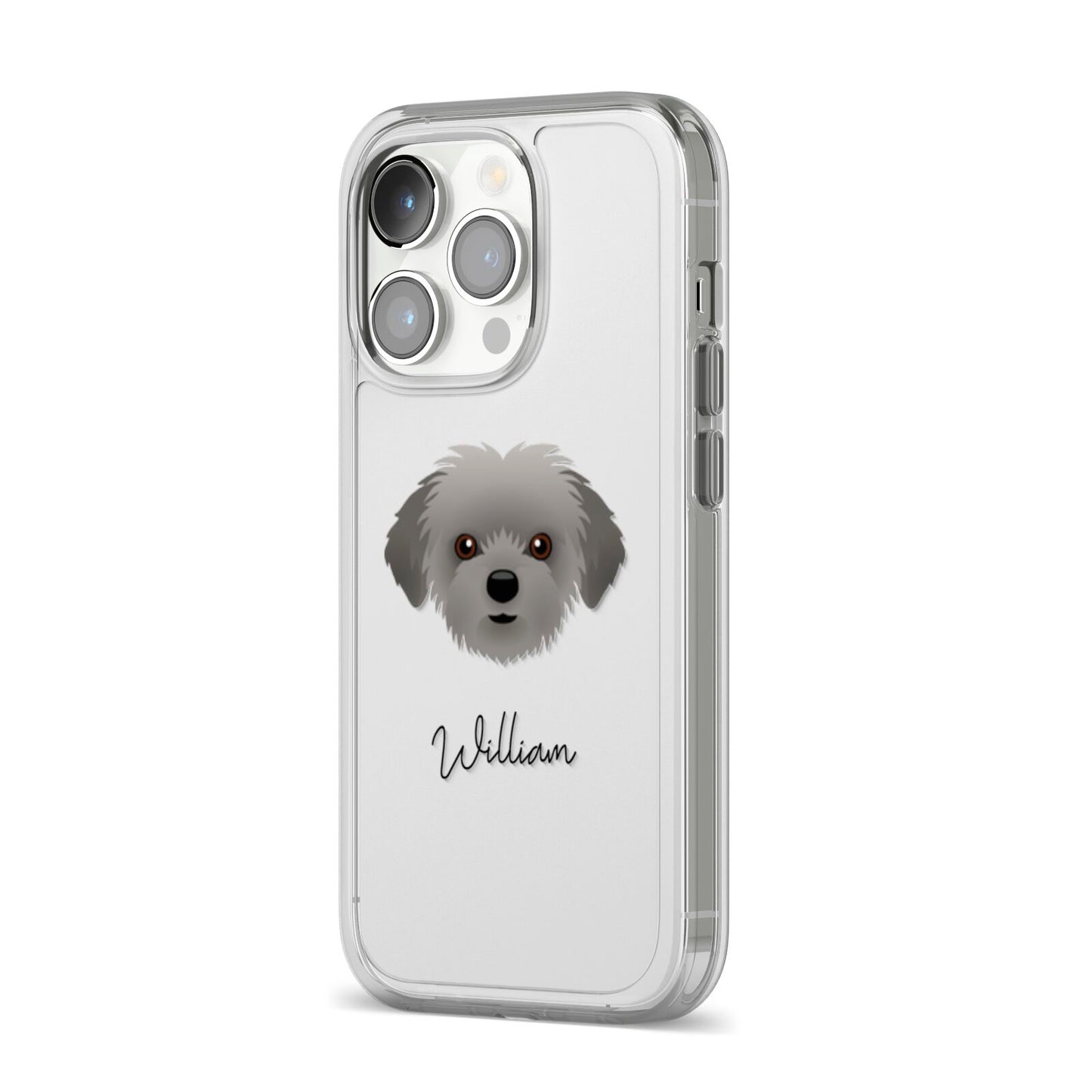 Shorkie Personalised iPhone 14 Pro Clear Tough Case Silver Angled Image