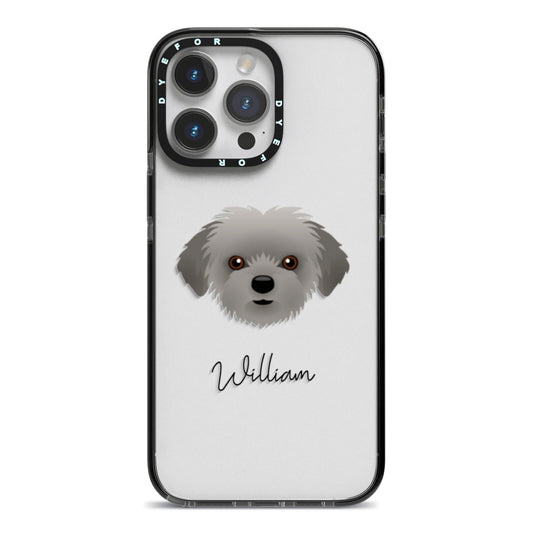 Shorkie Personalised iPhone 14 Pro Max Black Impact Case on Silver phone