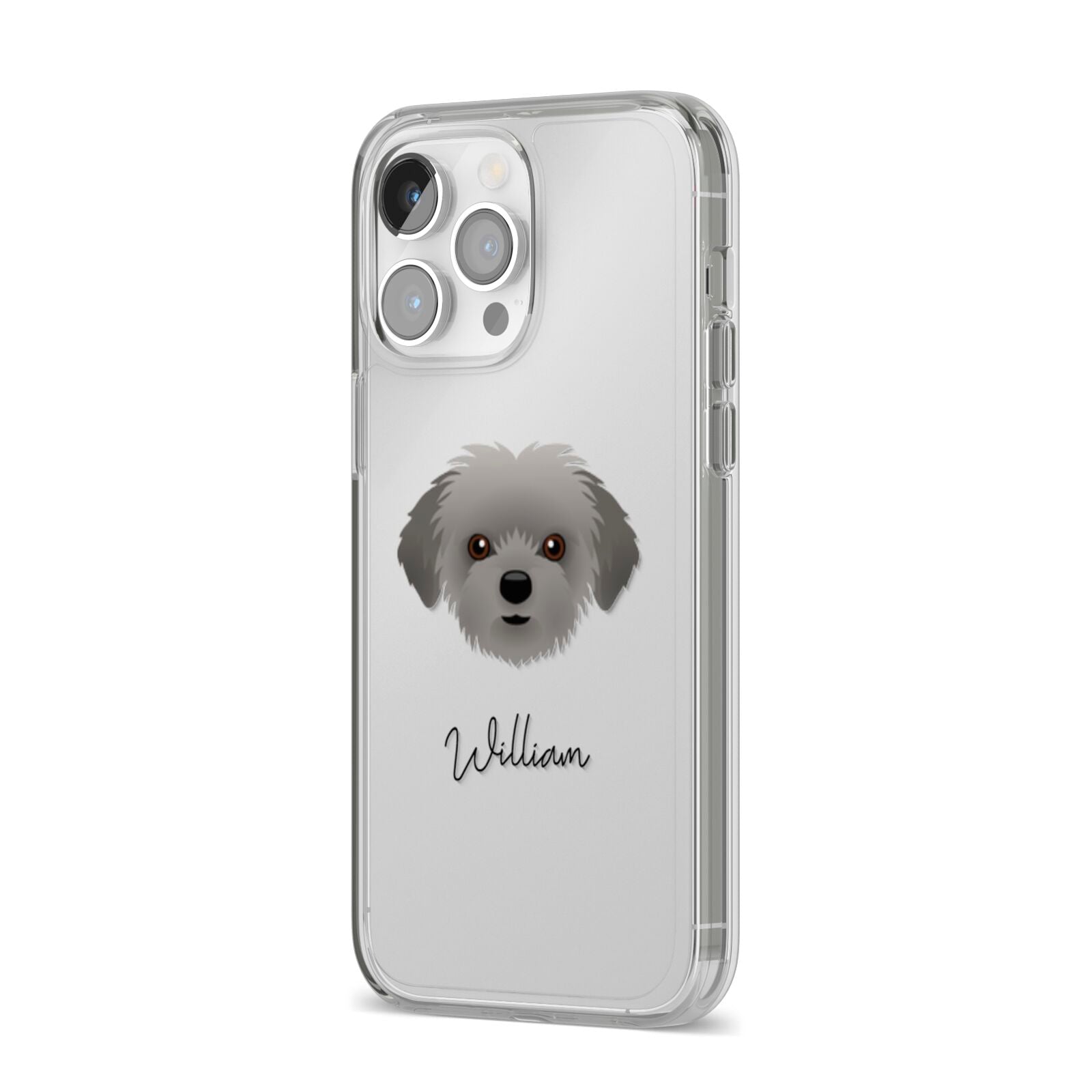 Shorkie Personalised iPhone 14 Pro Max Clear Tough Case Silver Angled Image