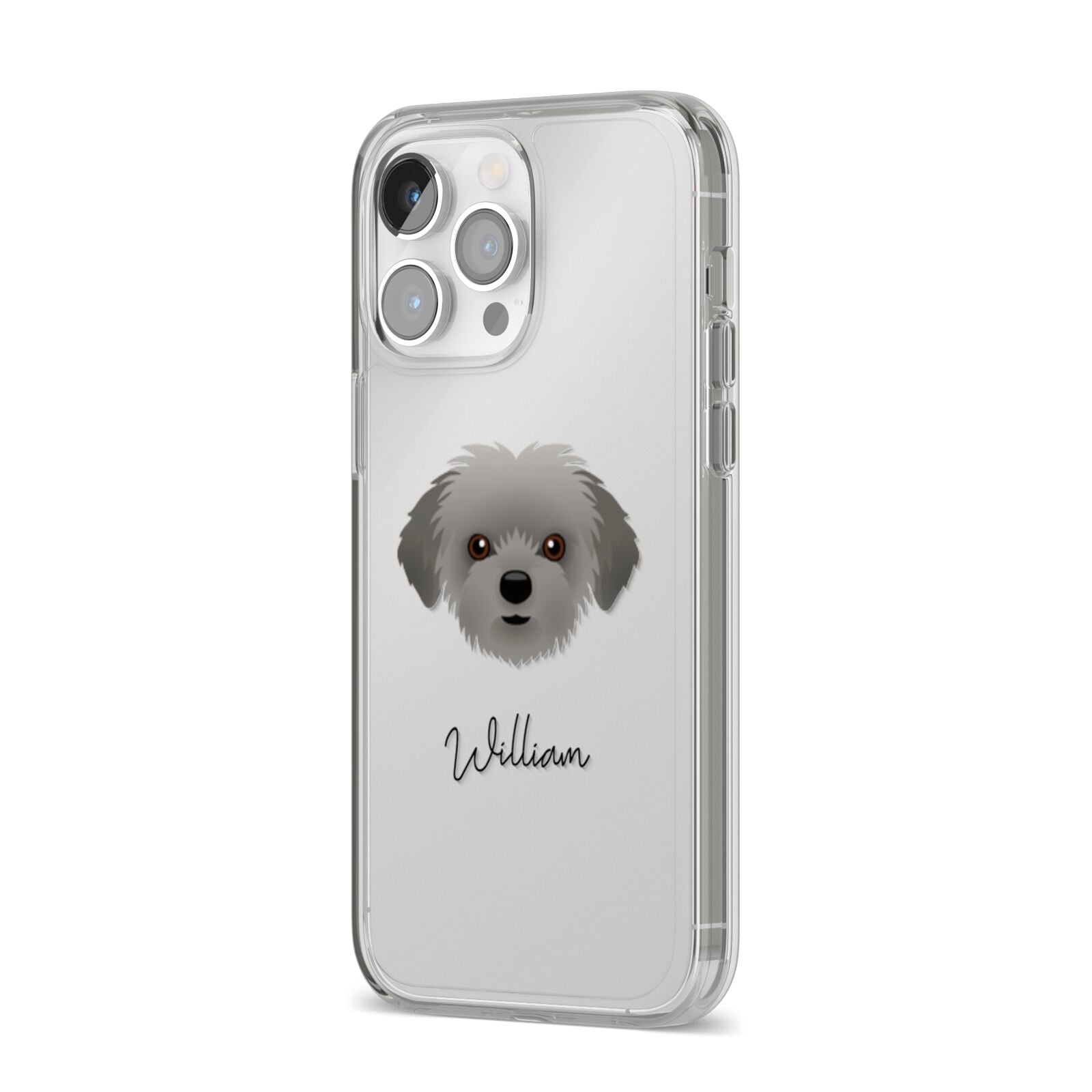 Shorkie Personalised iPhone 14 Pro Max Clear Tough Case Silver Angled Image