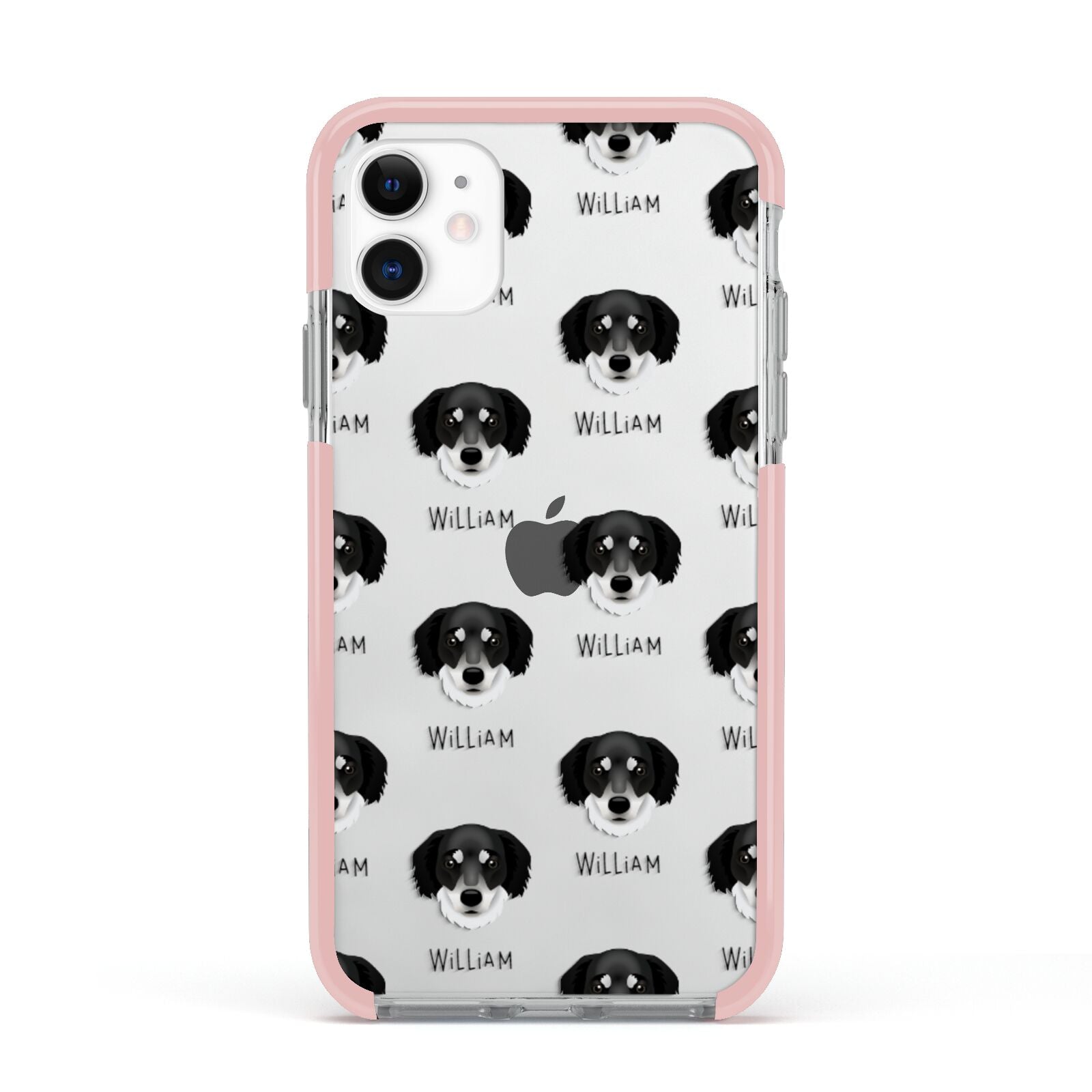 Siberian Cocker Icon with Name Apple iPhone 11 in White with Pink Impact Case