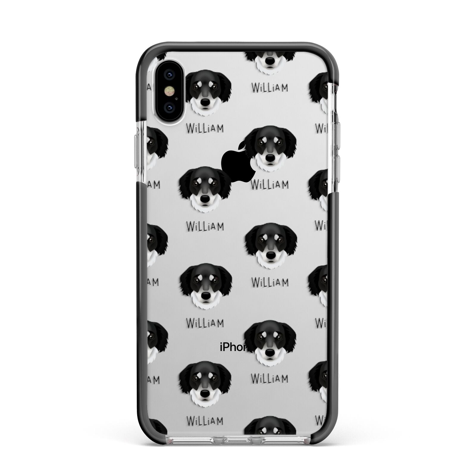 Siberian Cocker Icon with Name Apple iPhone Xs Max Impact Case Black Edge on Silver Phone