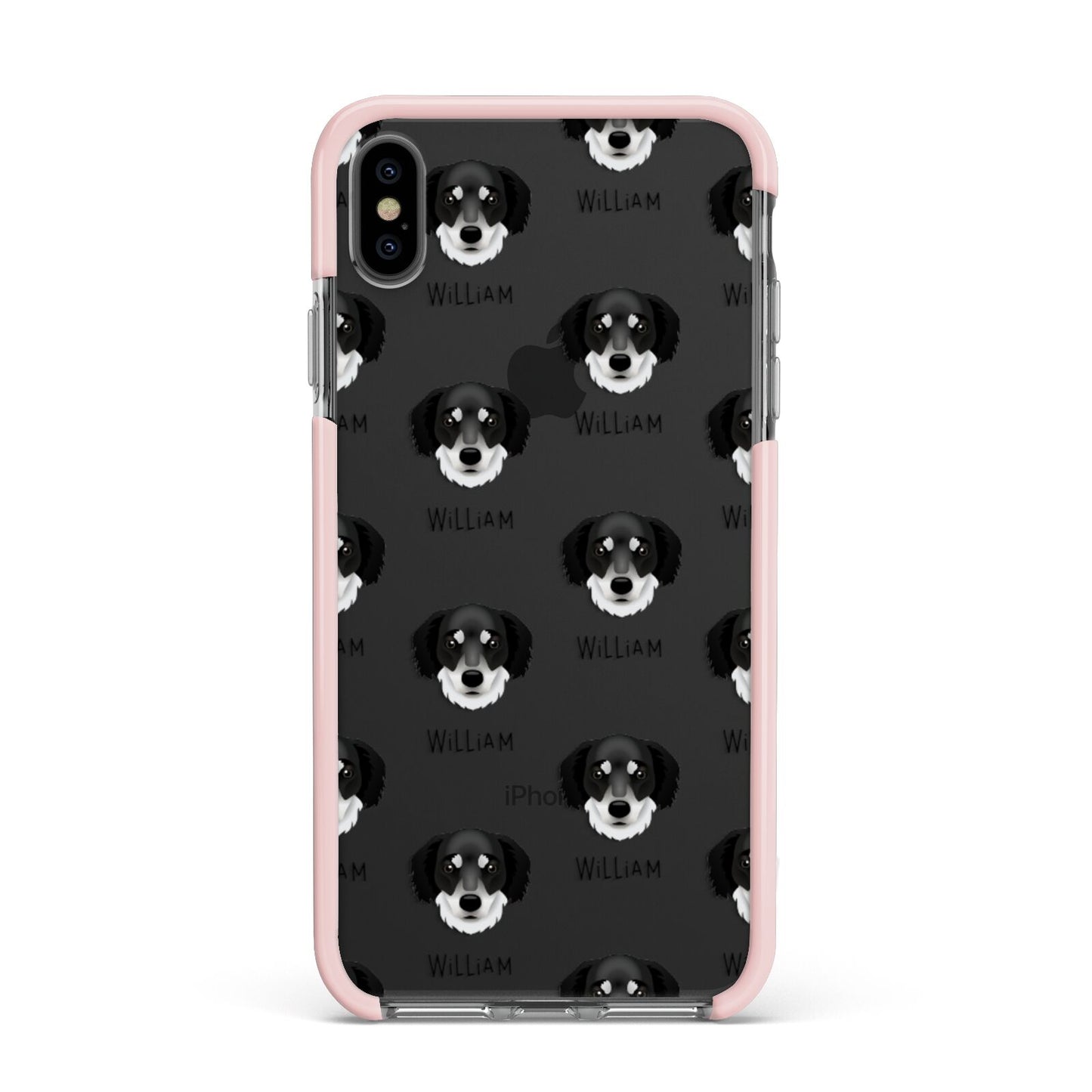 Siberian Cocker Icon with Name Apple iPhone Xs Max Impact Case Pink Edge on Black Phone
