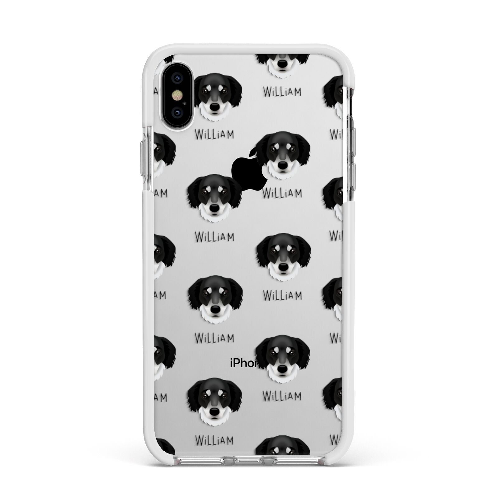 Siberian Cocker Icon with Name Apple iPhone Xs Max Impact Case White Edge on Silver Phone