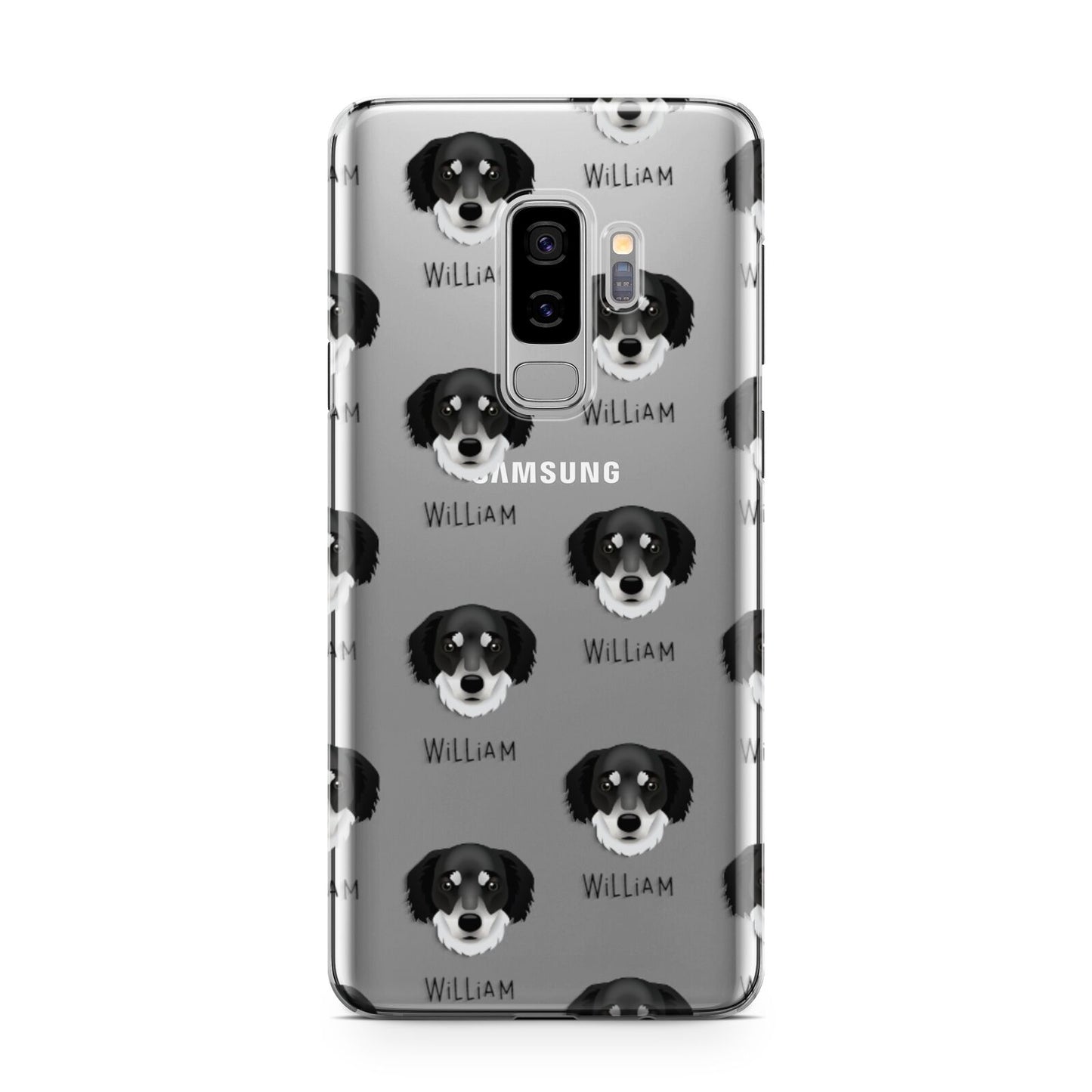 Siberian Cocker Icon with Name Samsung Galaxy S9 Plus Case on Silver phone