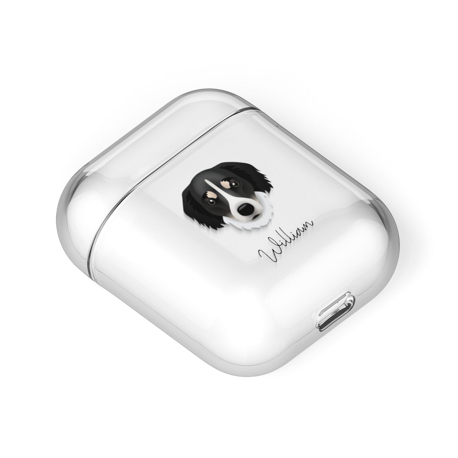 Siberian Cocker Personalised AirPods Case Laid Flat