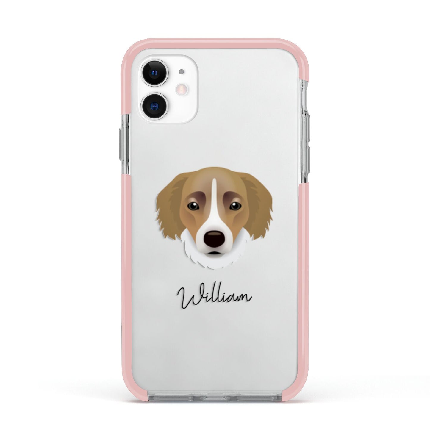 Siberian Cocker Personalised Apple iPhone 11 in White with Pink Impact Case