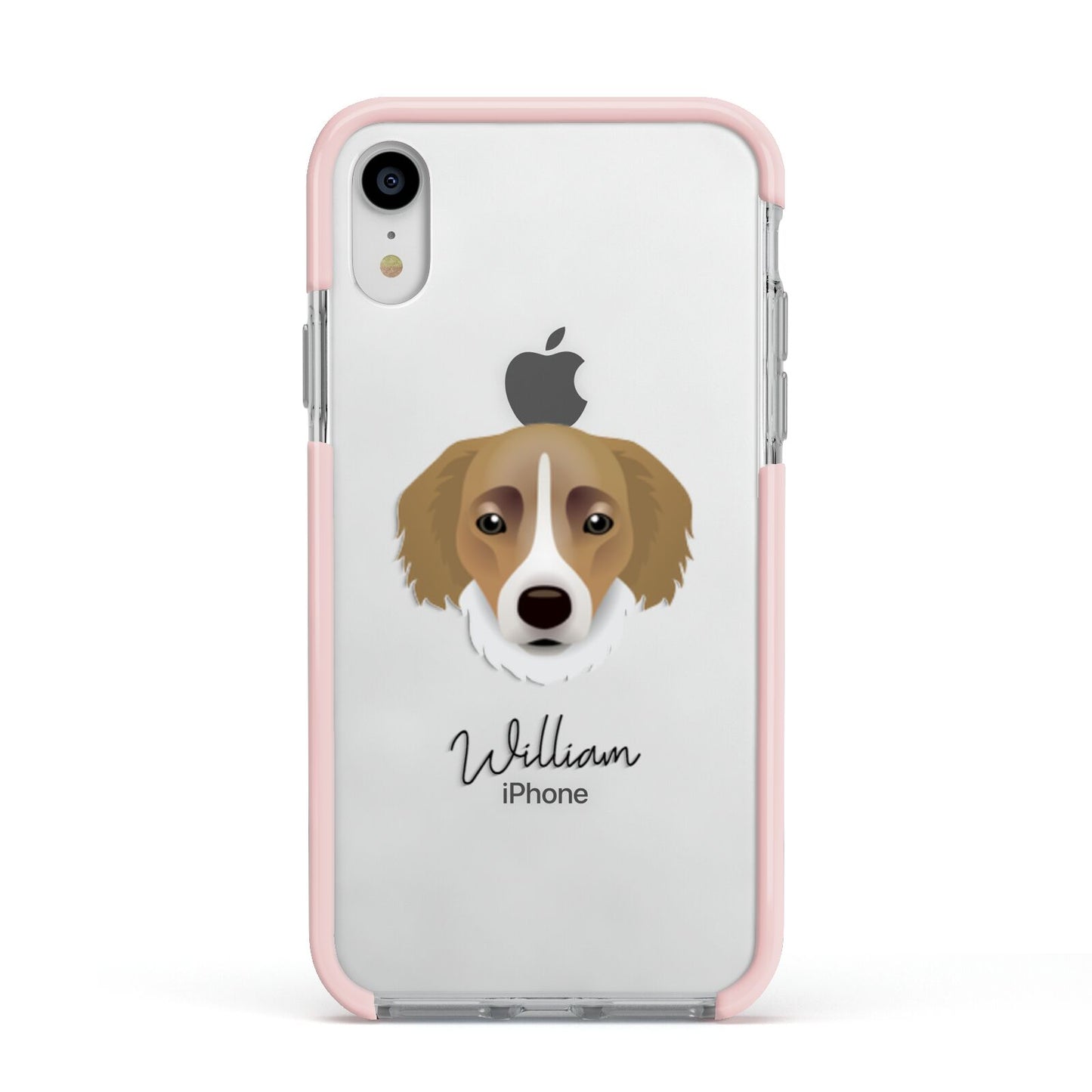 Siberian Cocker Personalised Apple iPhone XR Impact Case Pink Edge on Silver Phone