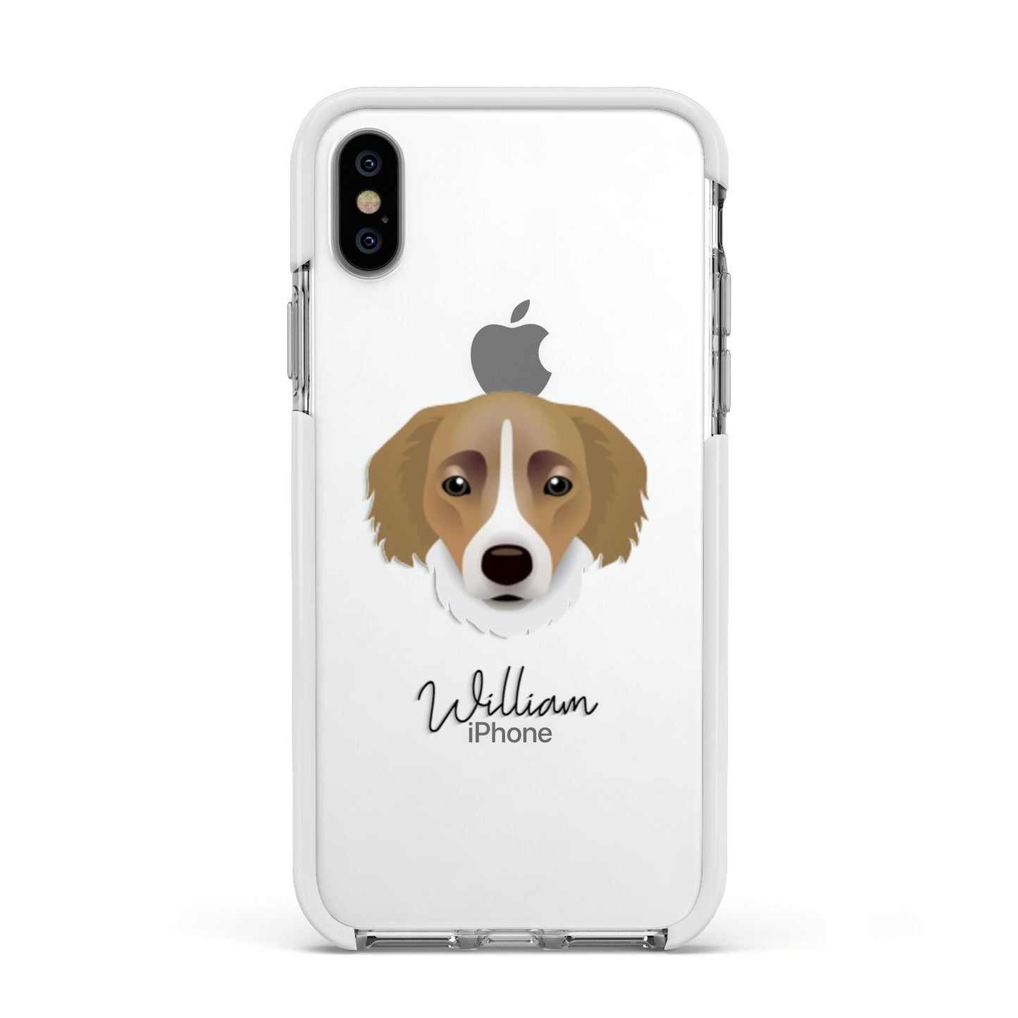 Siberian Cocker Personalised Apple iPhone Xs Impact Case White Edge on Silver Phone