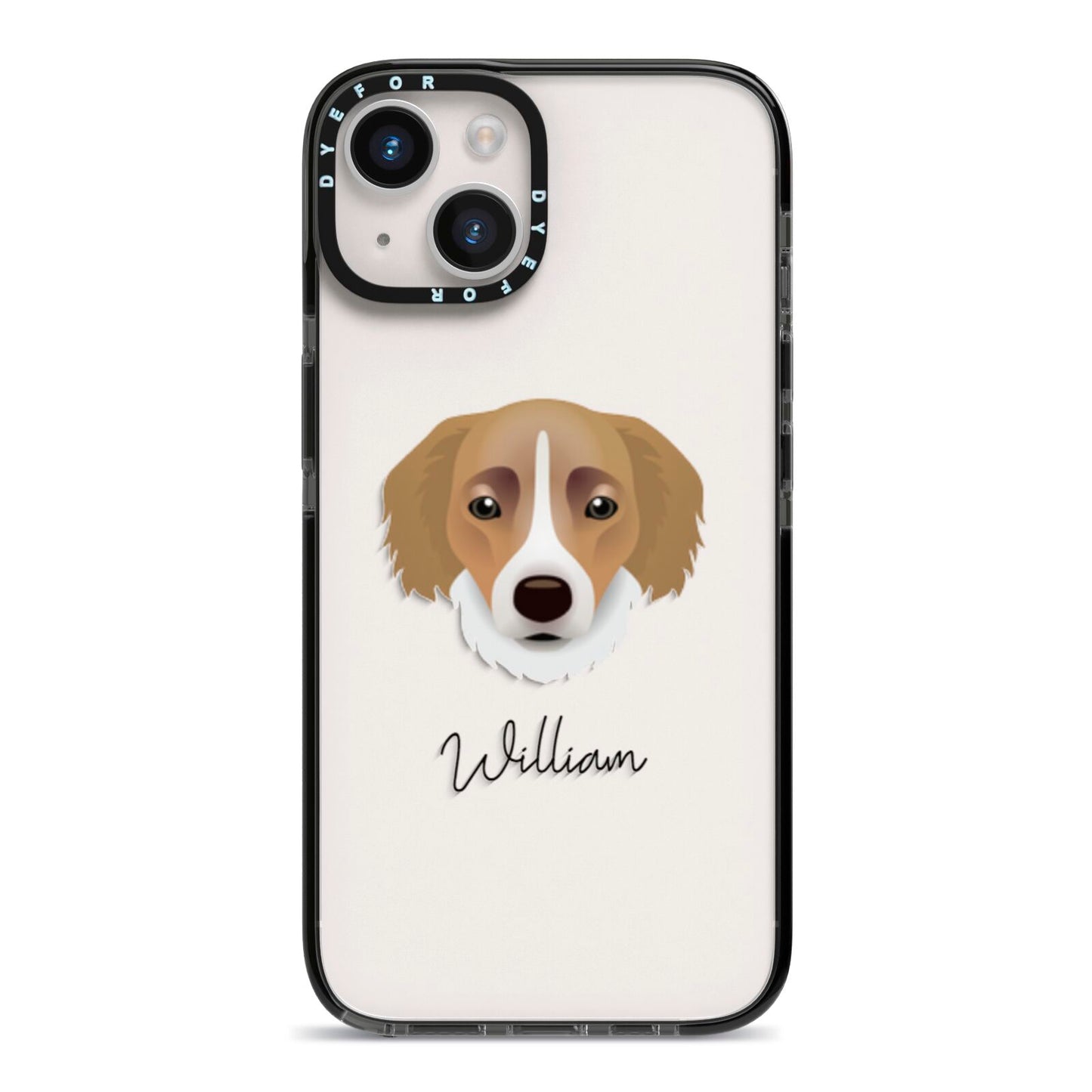 Siberian Cocker Personalised iPhone 14 Black Impact Case on Silver phone