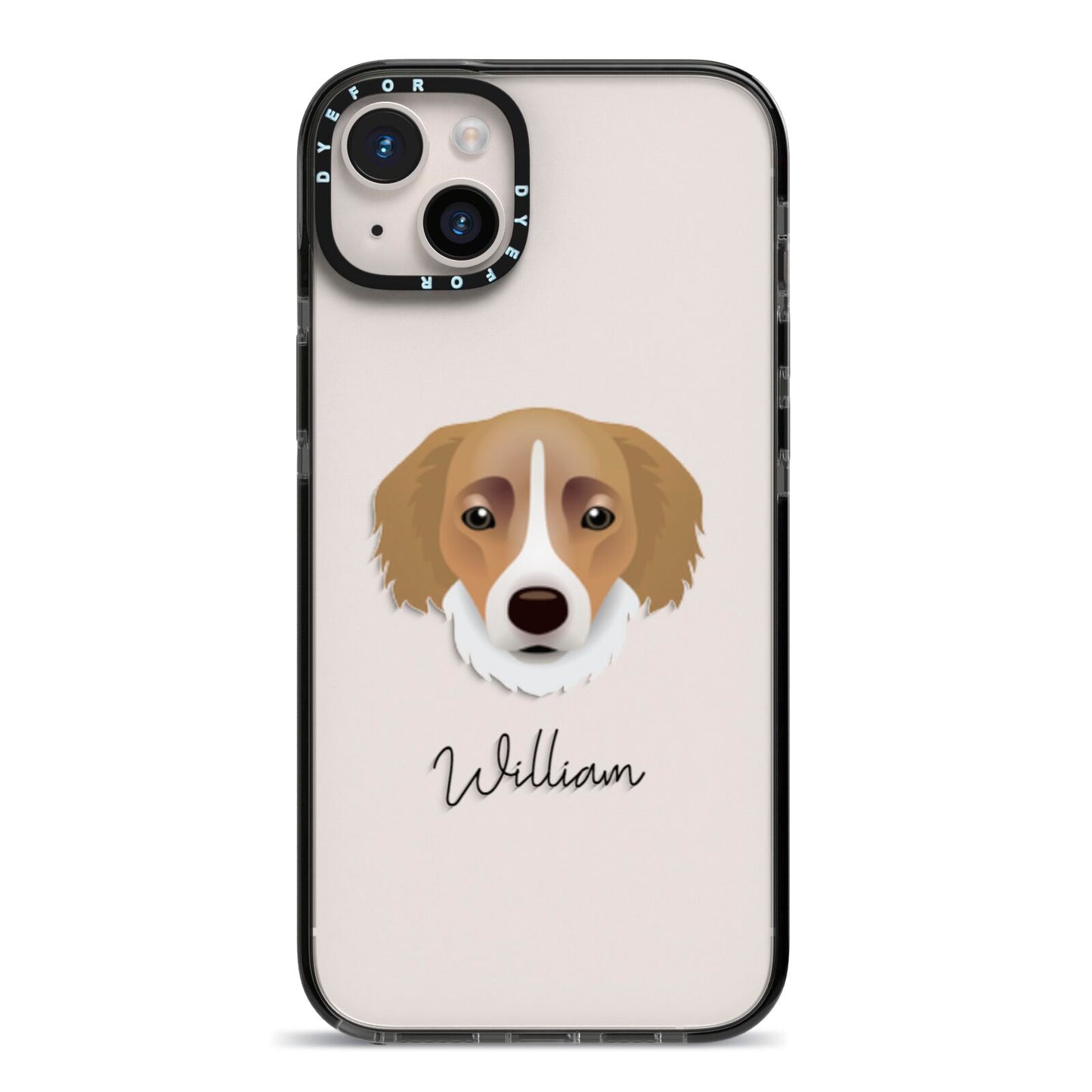 Siberian Cocker Personalised iPhone 14 Plus Black Impact Case on Silver phone