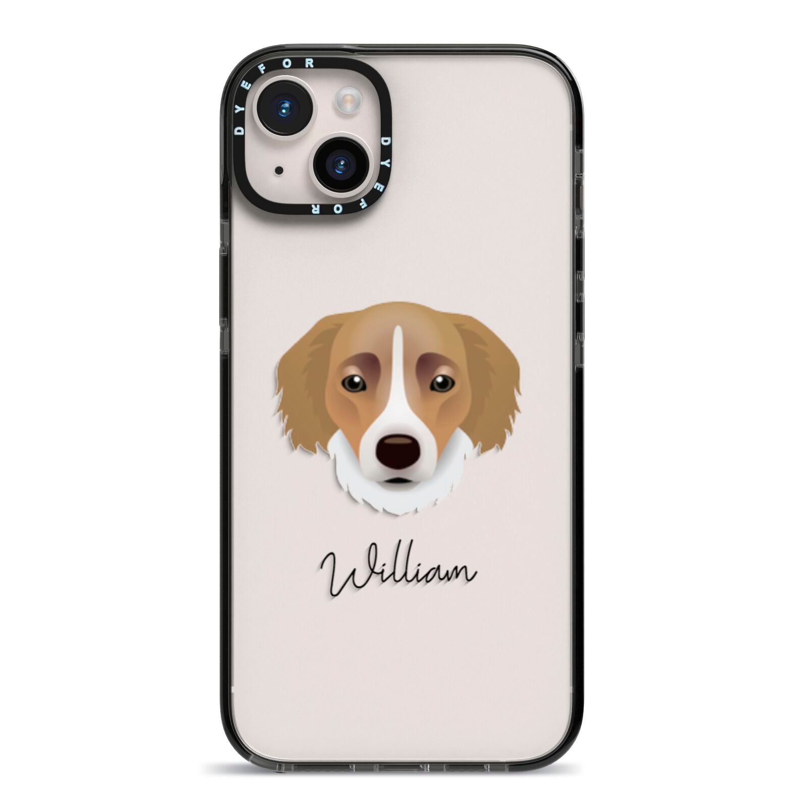 Siberian Cocker Personalised iPhone 14 Plus Black Impact Case on Silver phone