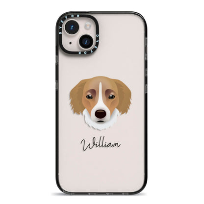 Siberian Cocker Personalised iPhone 14 Plus Black Impact Case on Silver phone