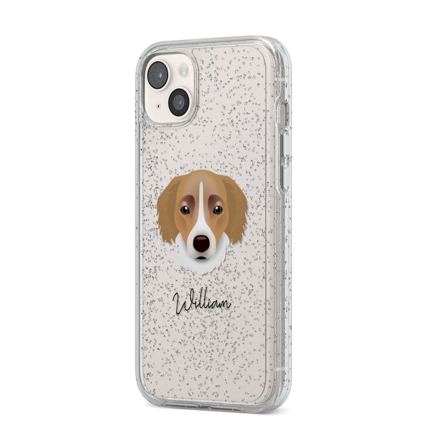Siberian Cocker Personalised iPhone 14 Plus Glitter Tough Case Starlight Angled Image