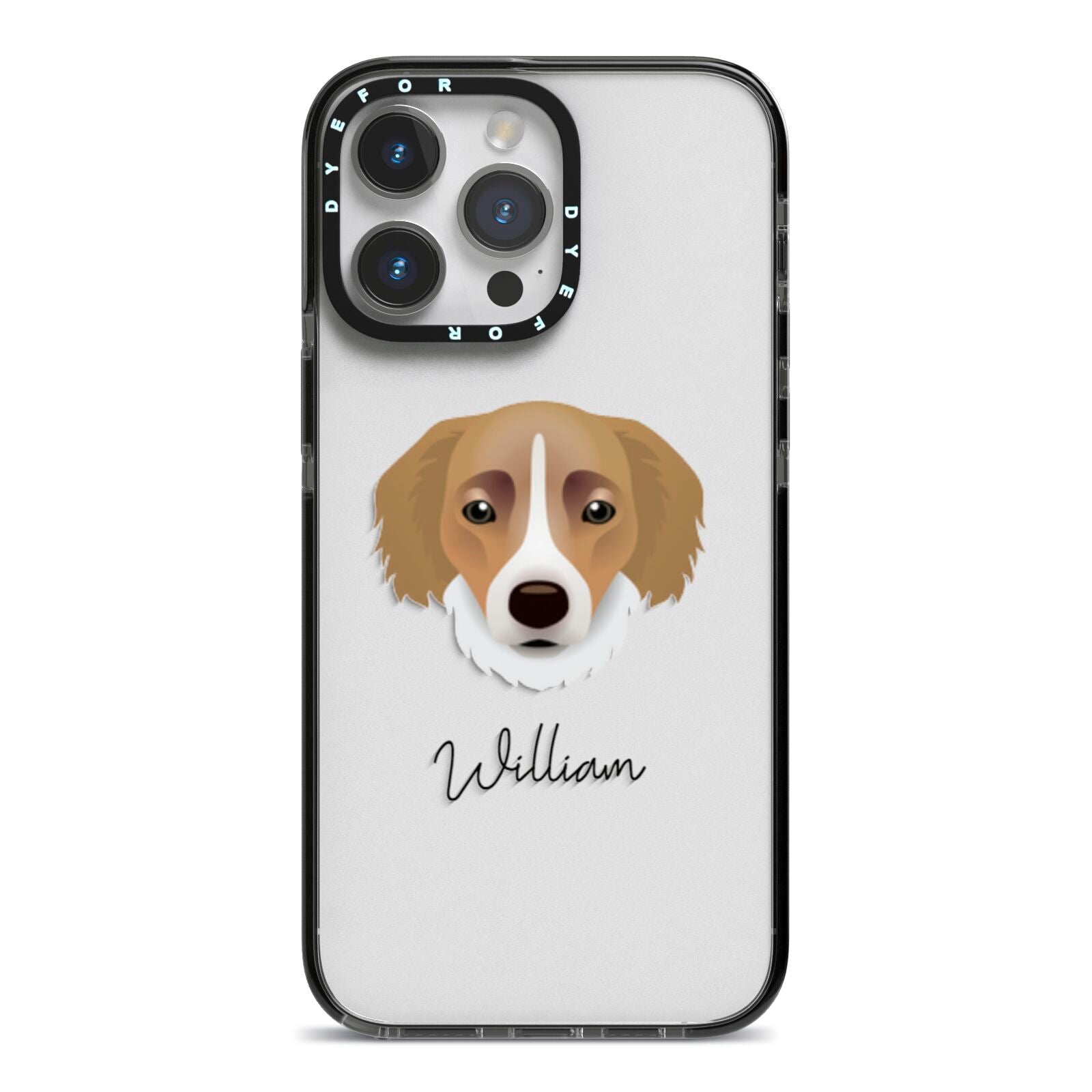 Siberian Cocker Personalised iPhone 14 Pro Max Black Impact Case on Silver phone