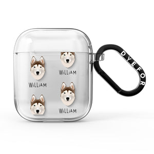Siberian Husky Icon with Name AirPods Case
