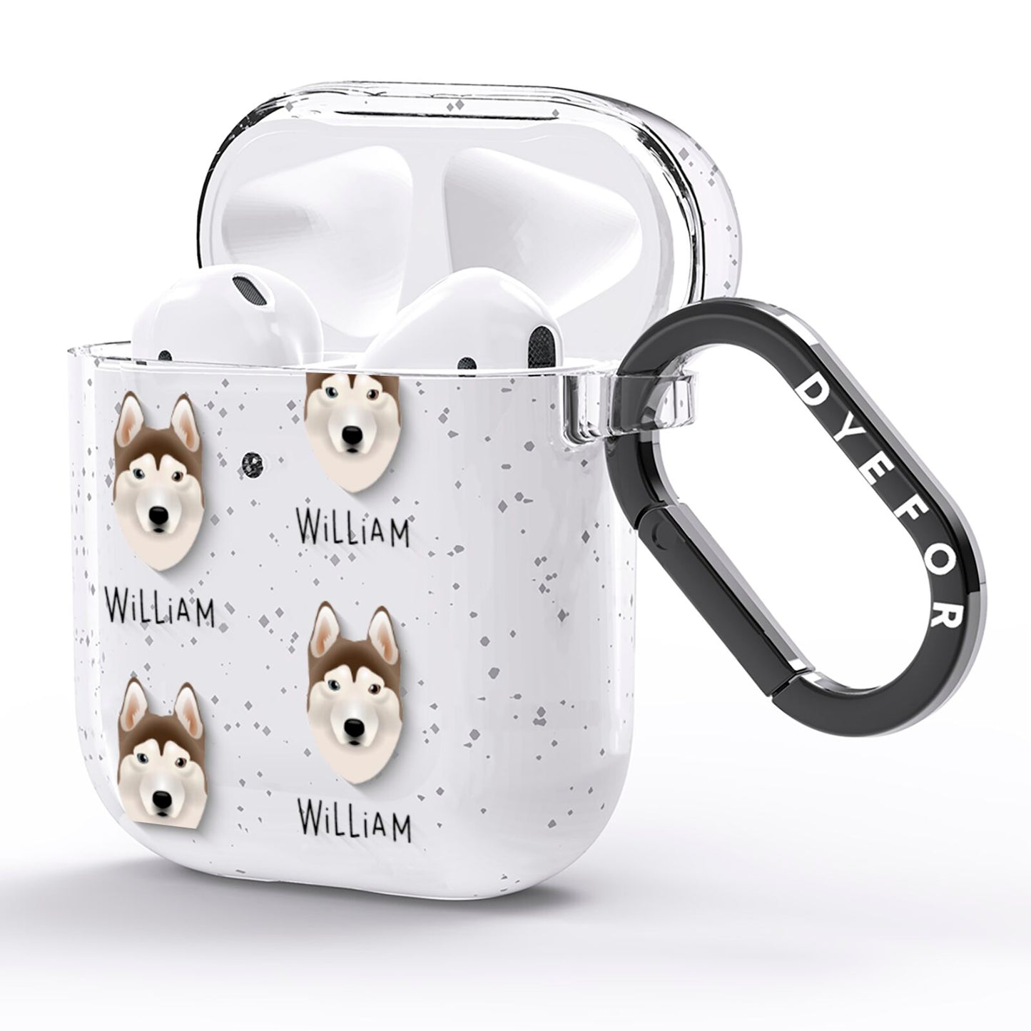 Siberian Husky Icon with Name AirPods Glitter Case Side Image