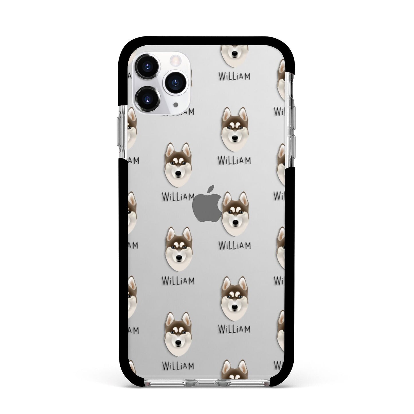 Siberian Husky Icon with Name Apple iPhone 11 Pro Max in Silver with Black Impact Case