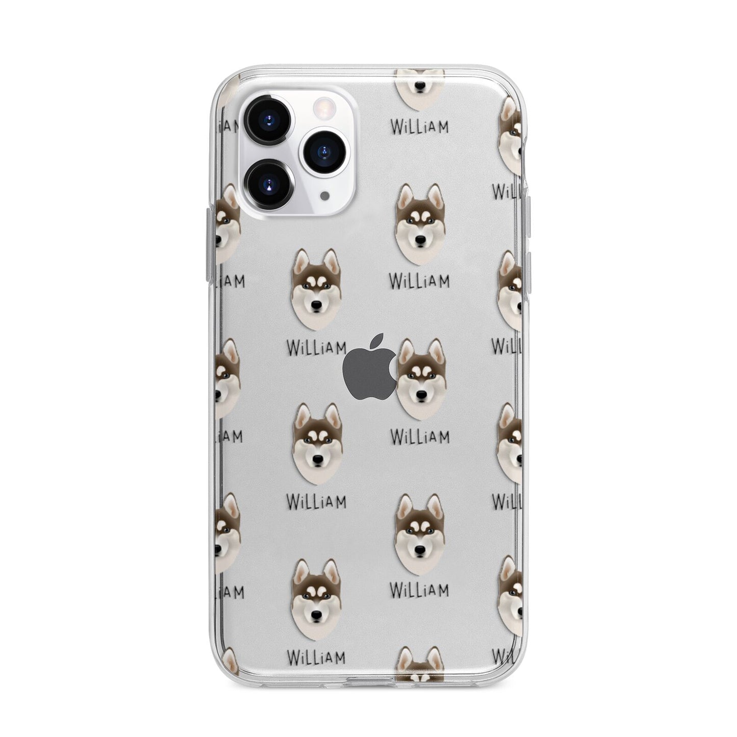 Siberian Husky Icon with Name Apple iPhone 11 Pro Max in Silver with Bumper Case