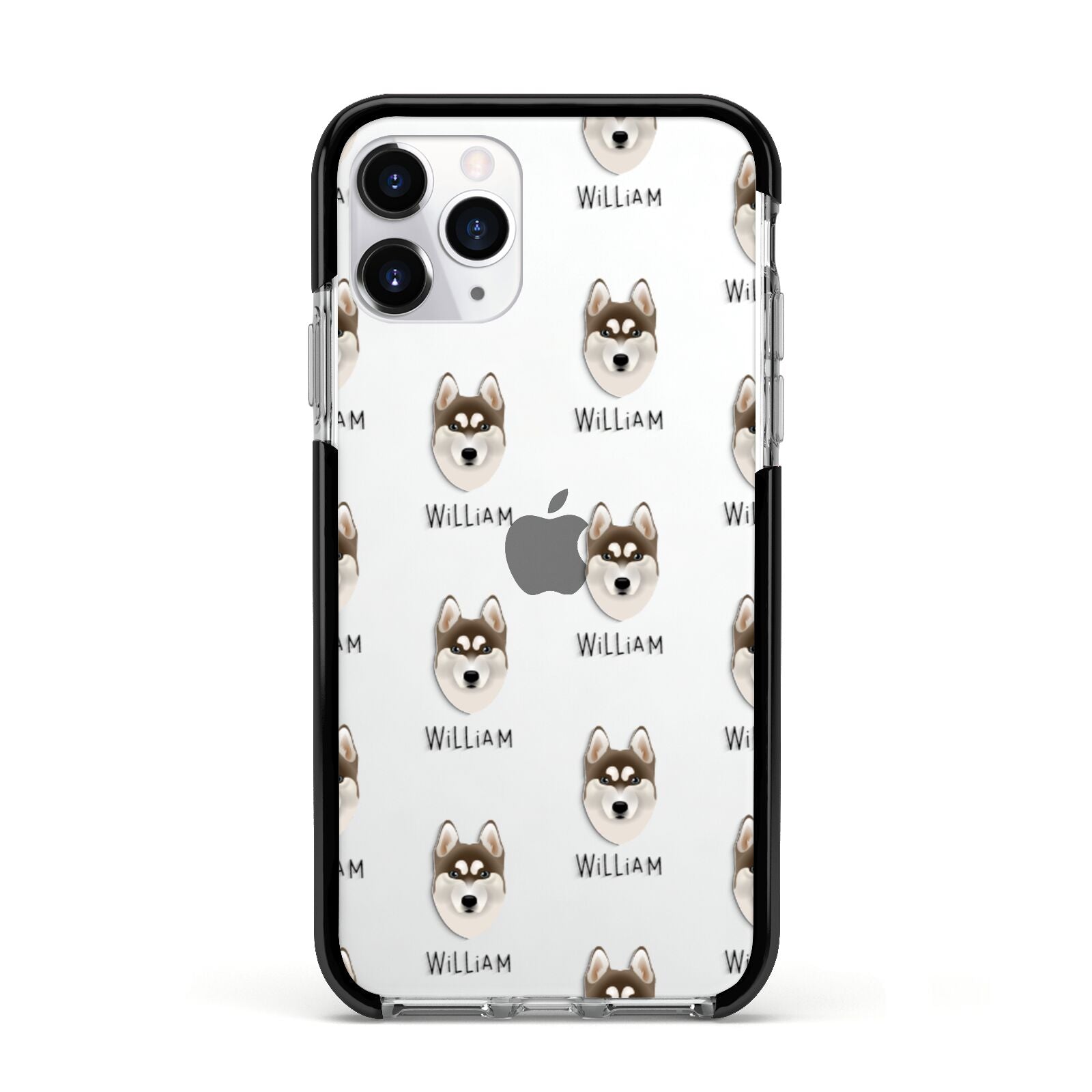 Siberian Husky Icon with Name Apple iPhone 11 Pro in Silver with Black Impact Case