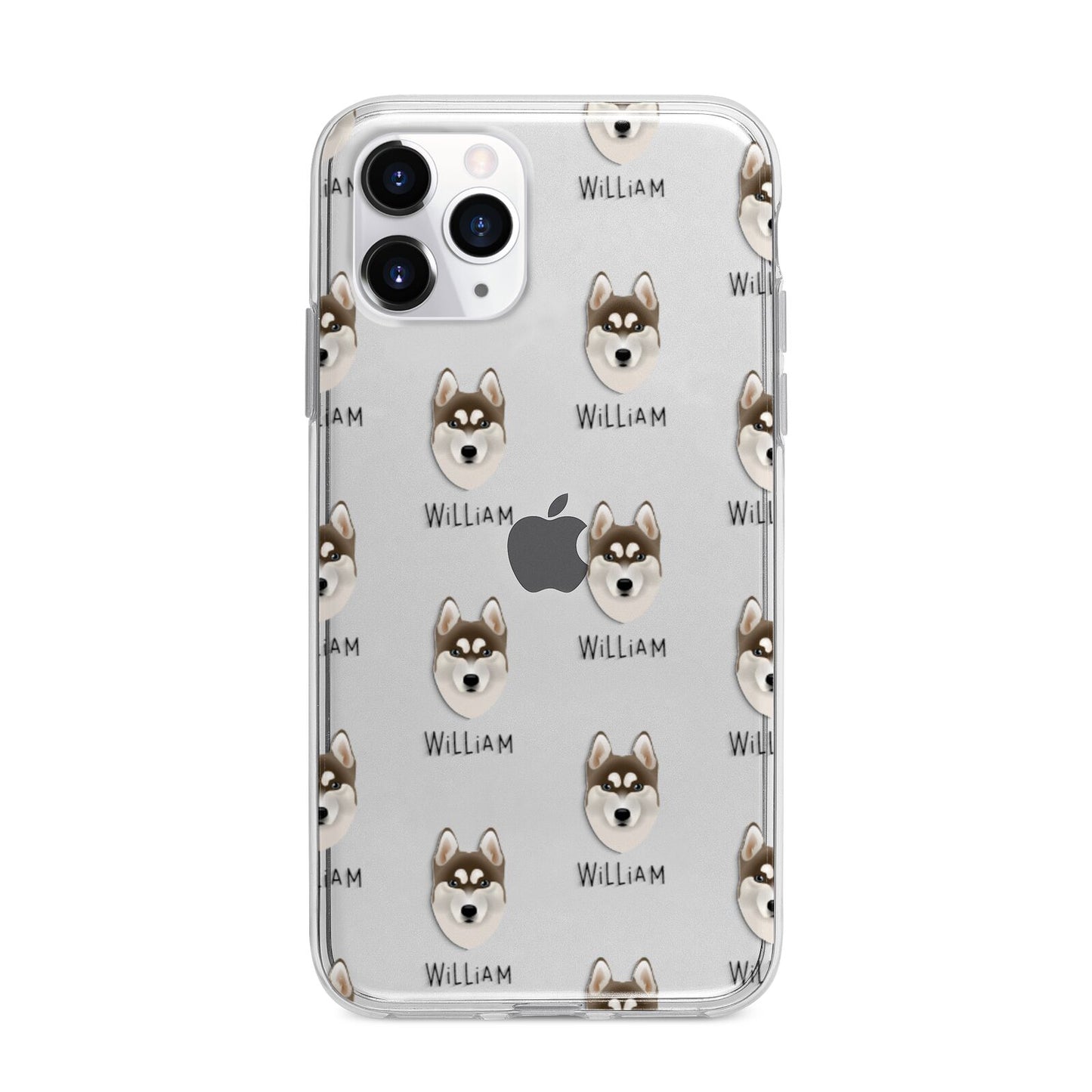Siberian Husky Icon with Name Apple iPhone 11 Pro in Silver with Bumper Case
