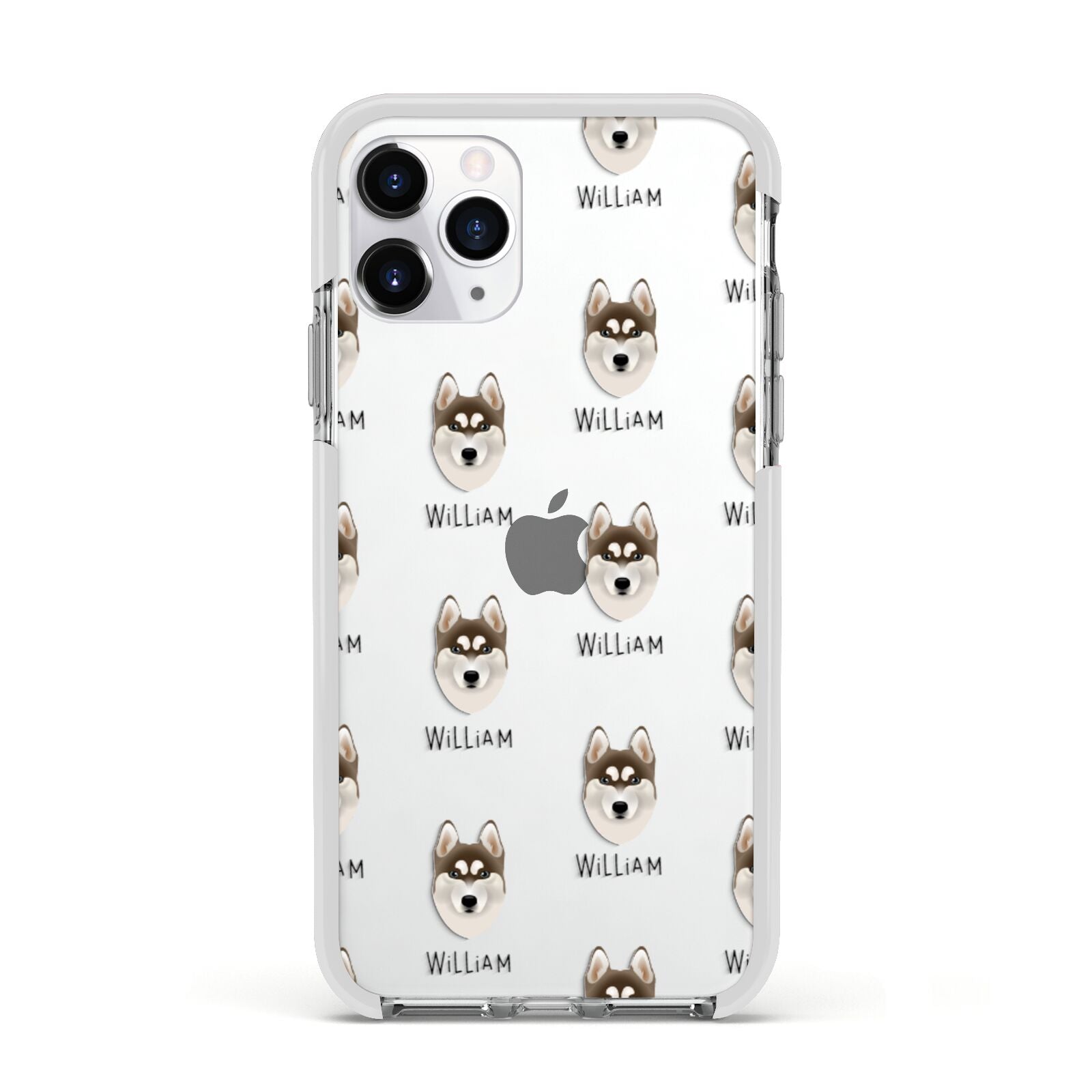 Siberian Husky Icon with Name Apple iPhone 11 Pro in Silver with White Impact Case