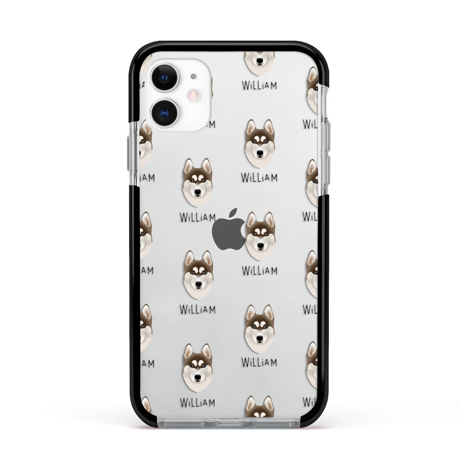 Siberian Husky Icon with Name Apple iPhone 11 in White with Black Impact Case