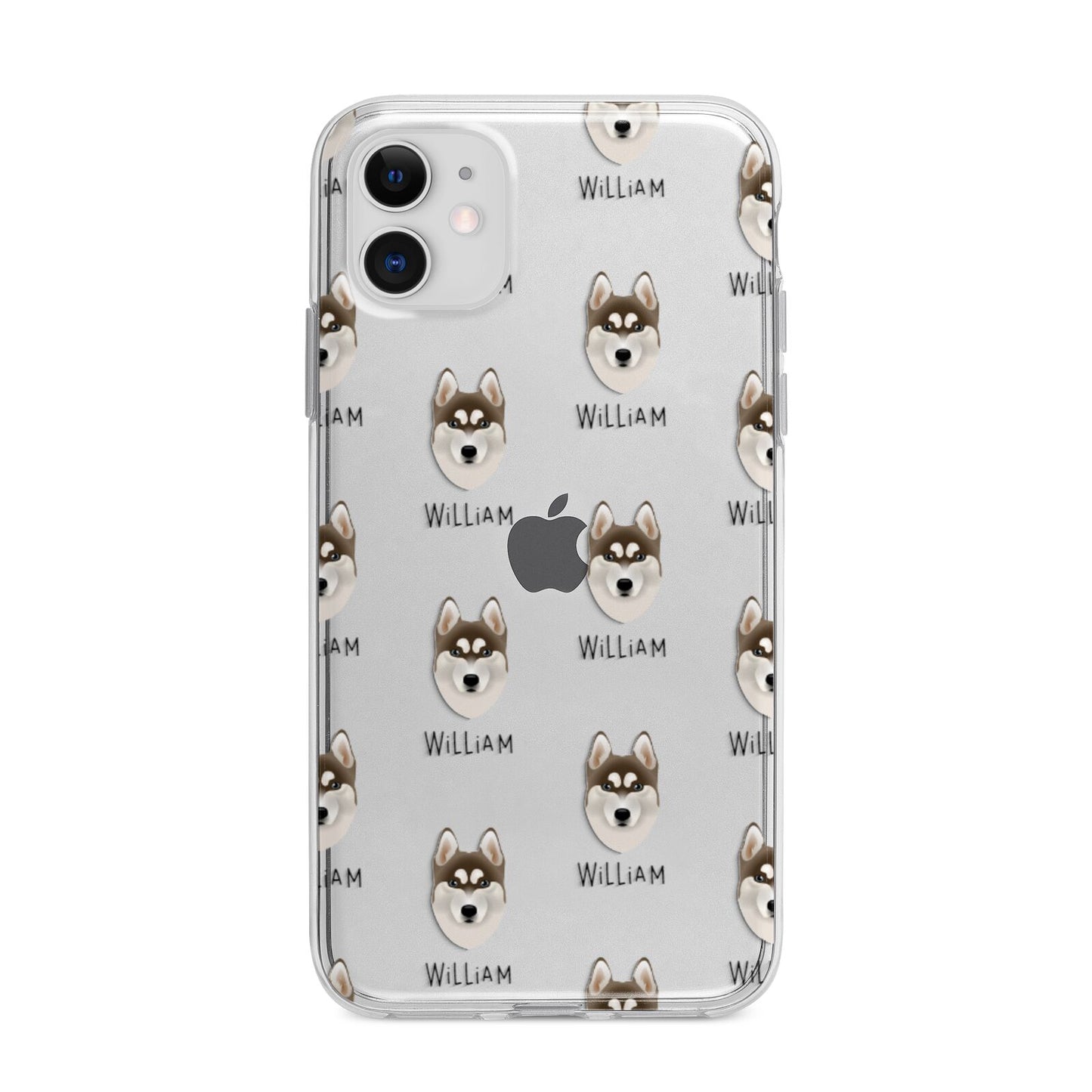 Siberian Husky Icon with Name Apple iPhone 11 in White with Bumper Case