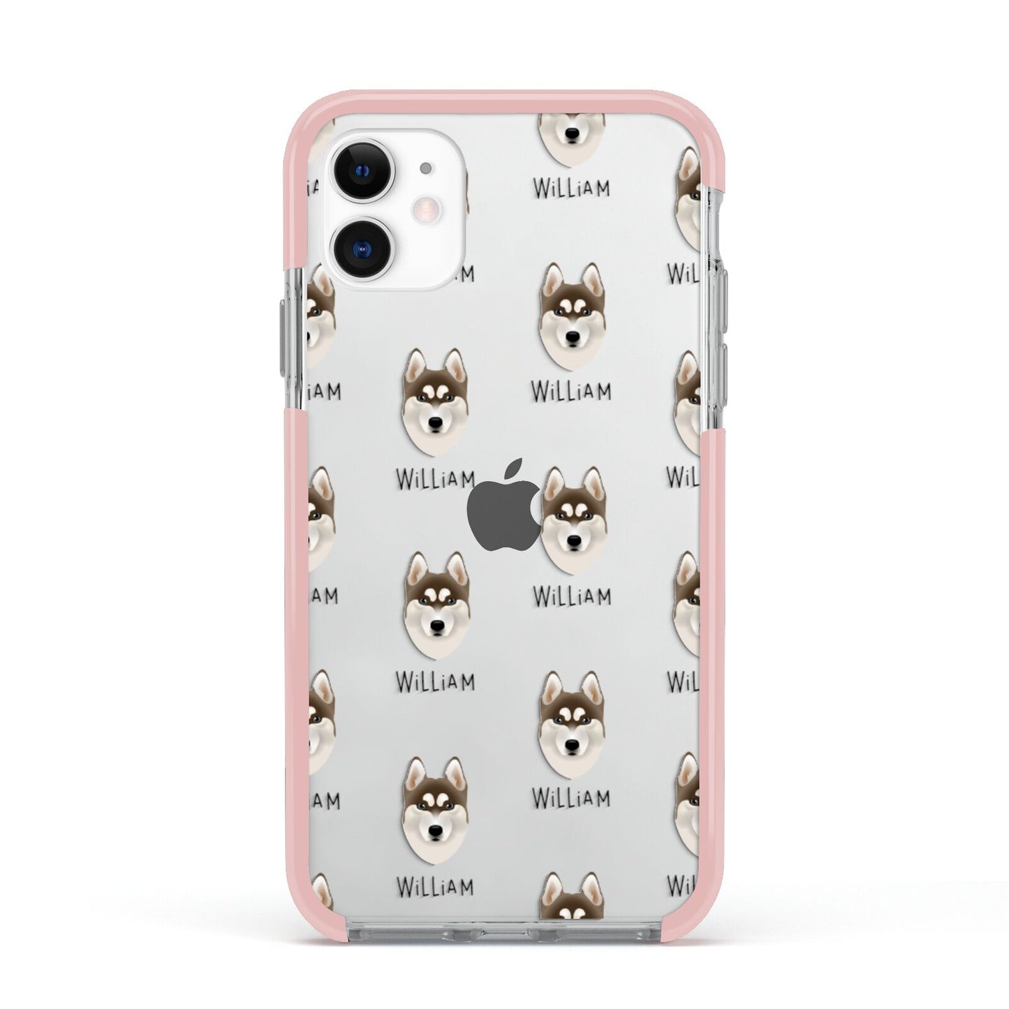 Siberian Husky Icon with Name Apple iPhone 11 in White with Pink Impact Case