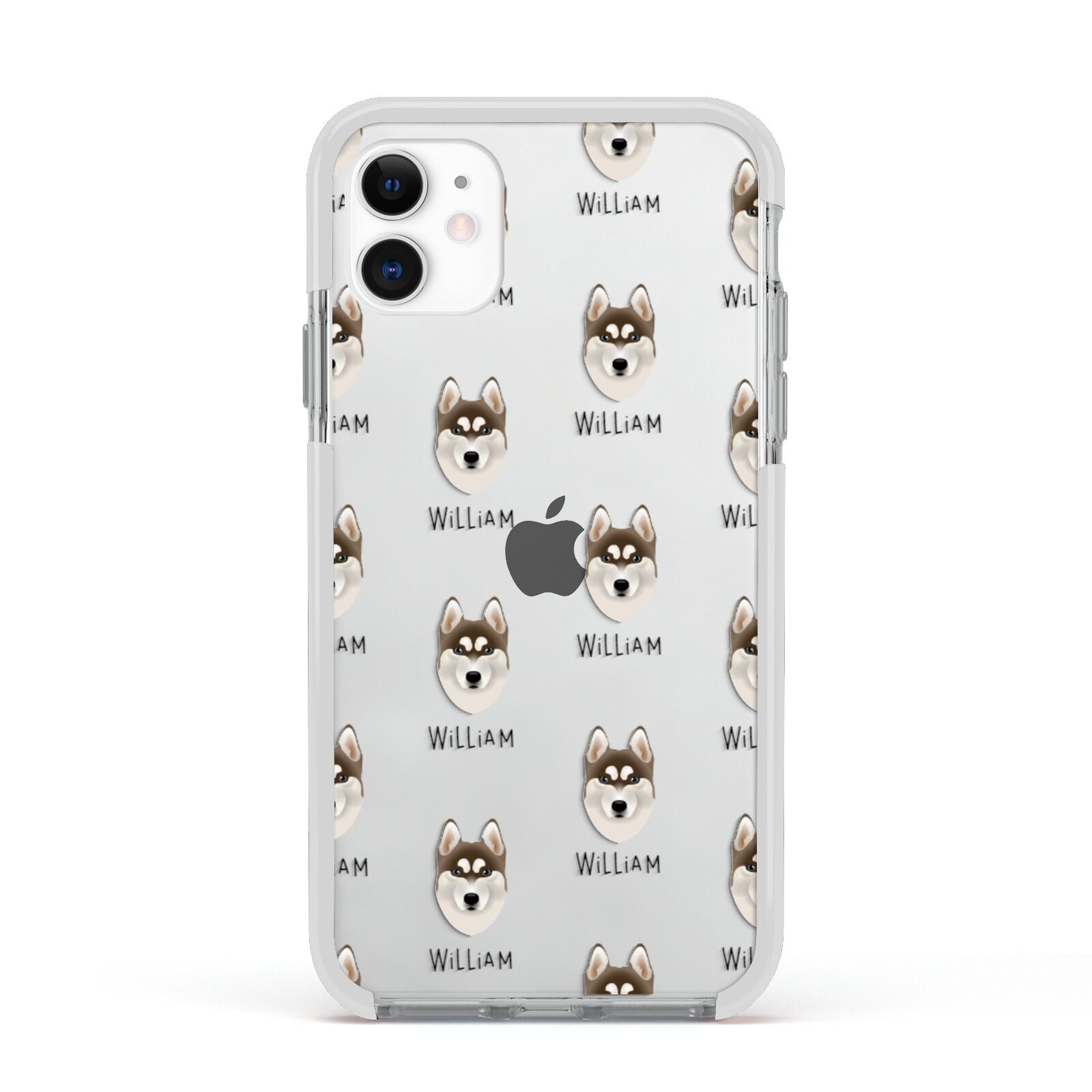Siberian Husky Icon with Name Apple iPhone 11 in White with White Impact Case