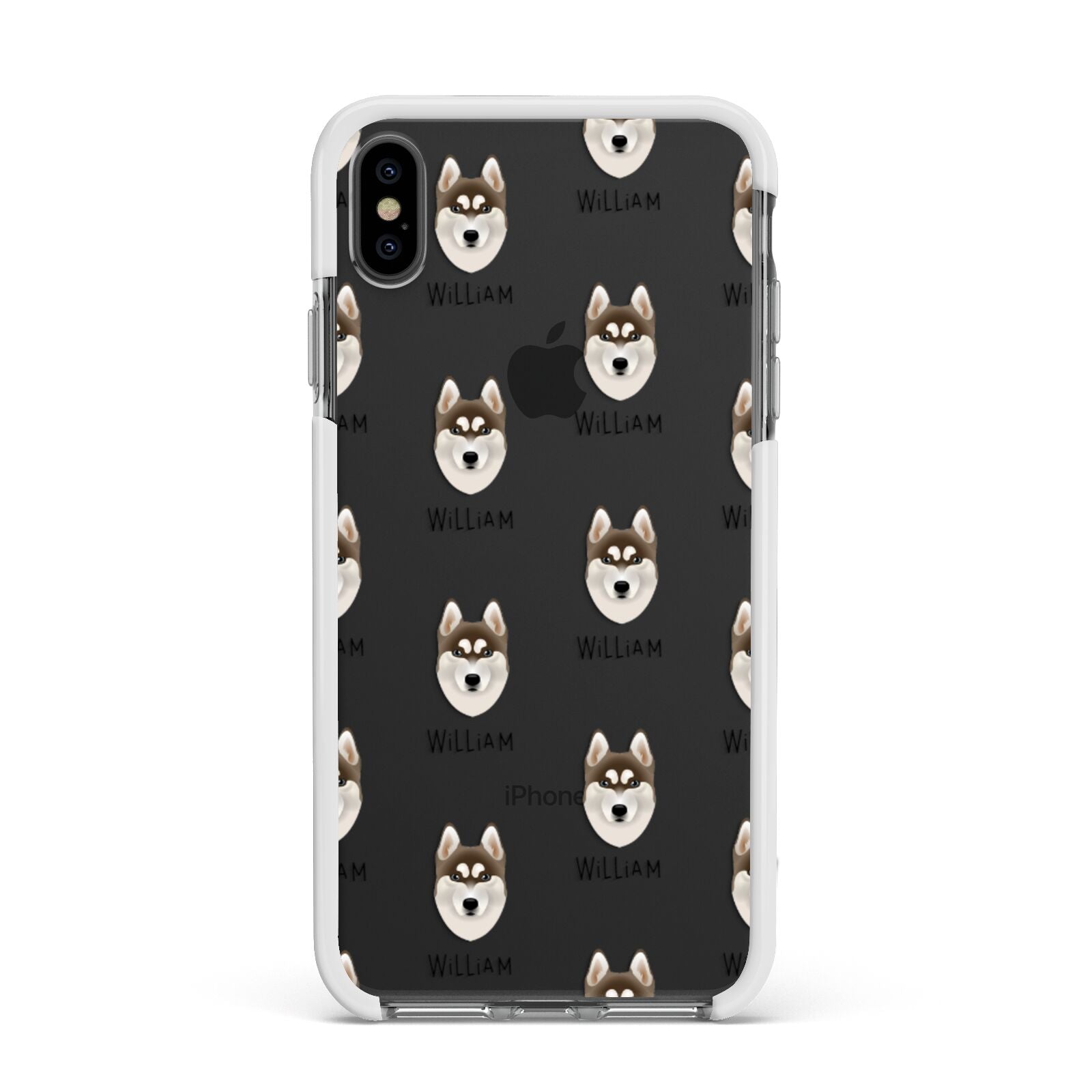 Siberian Husky Icon with Name Apple iPhone Xs Max Impact Case White Edge on Black Phone