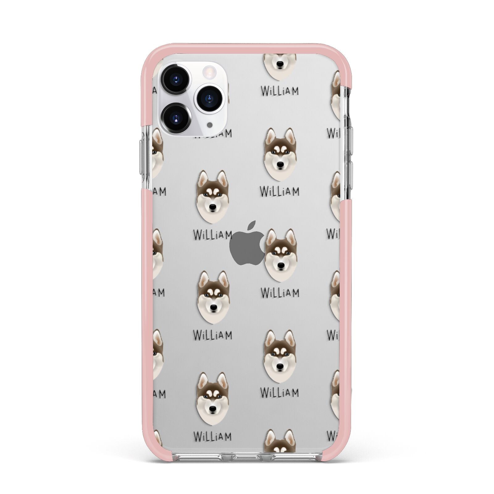 Siberian Husky Icon with Name iPhone 11 Pro Max Impact Pink Edge Case