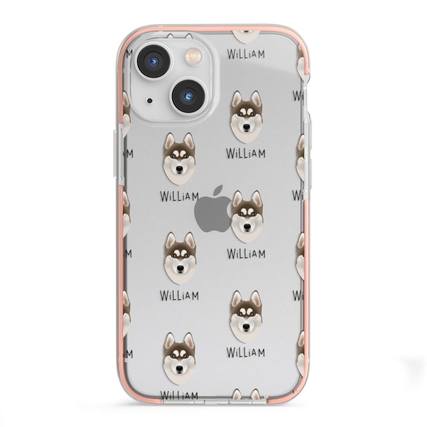 Siberian Husky Icon with Name iPhone 13 Mini TPU Impact Case with Pink Edges