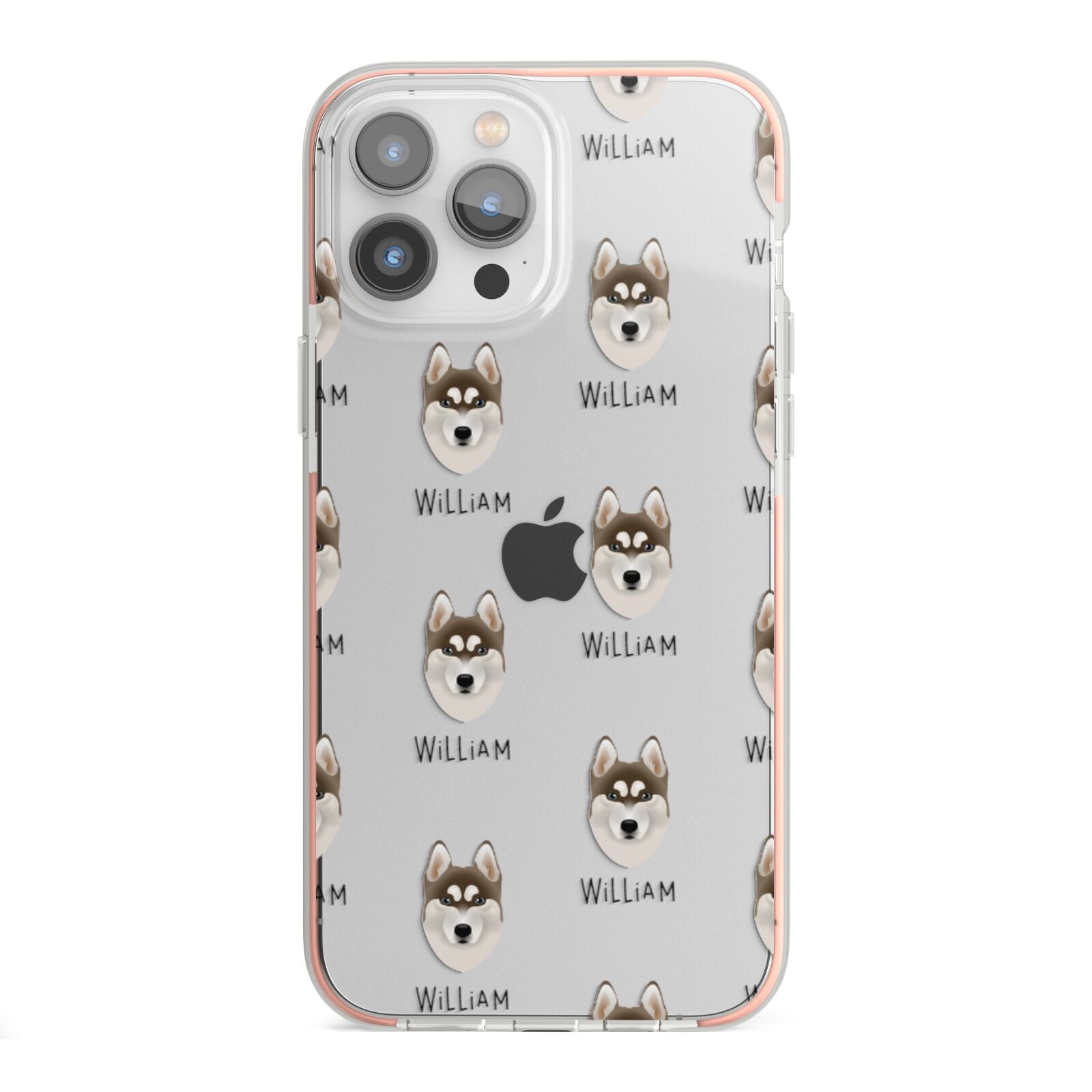 Siberian Husky Icon with Name iPhone 13 Pro Max TPU Impact Case with Pink Edges