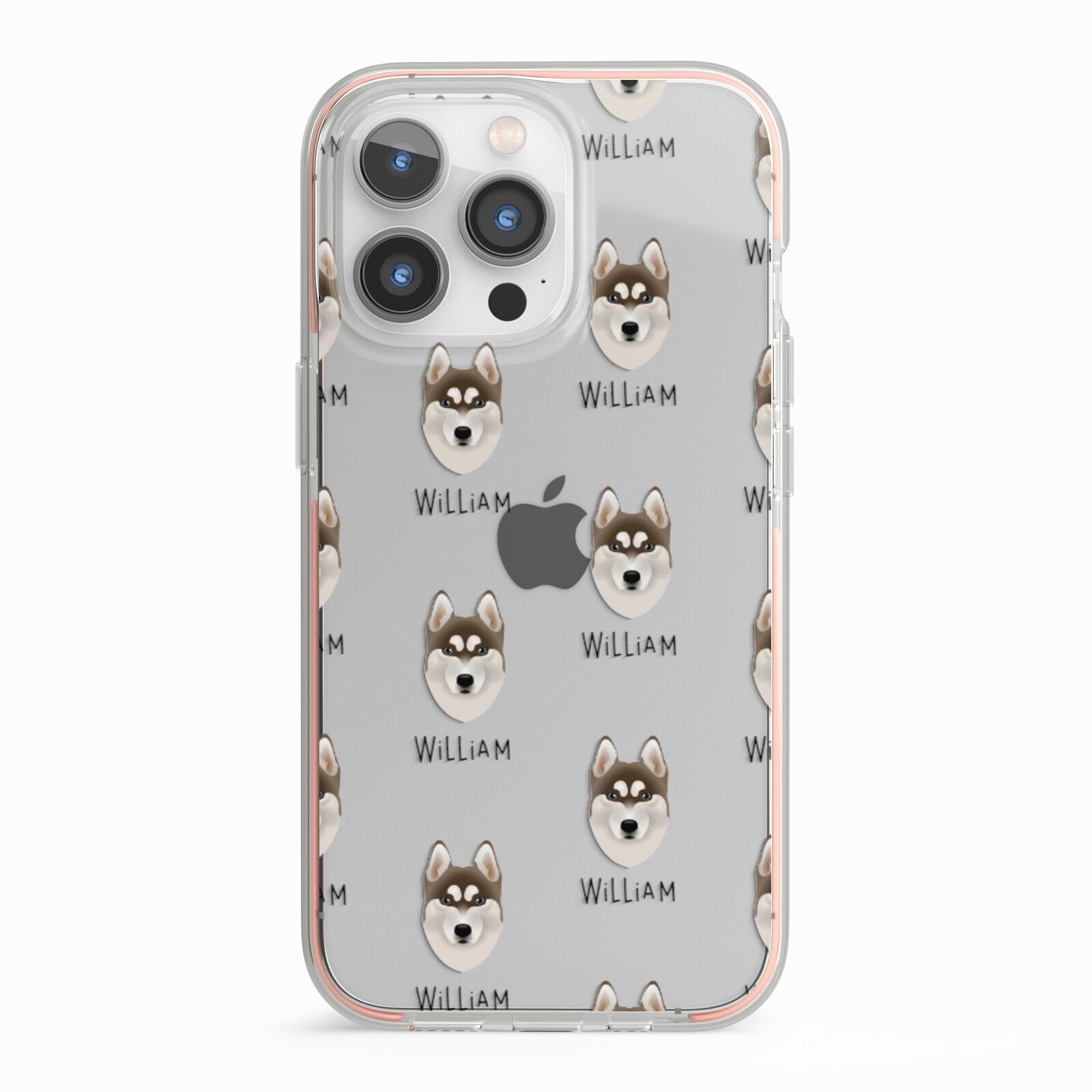 Siberian Husky Icon with Name iPhone 13 Pro TPU Impact Case with Pink Edges