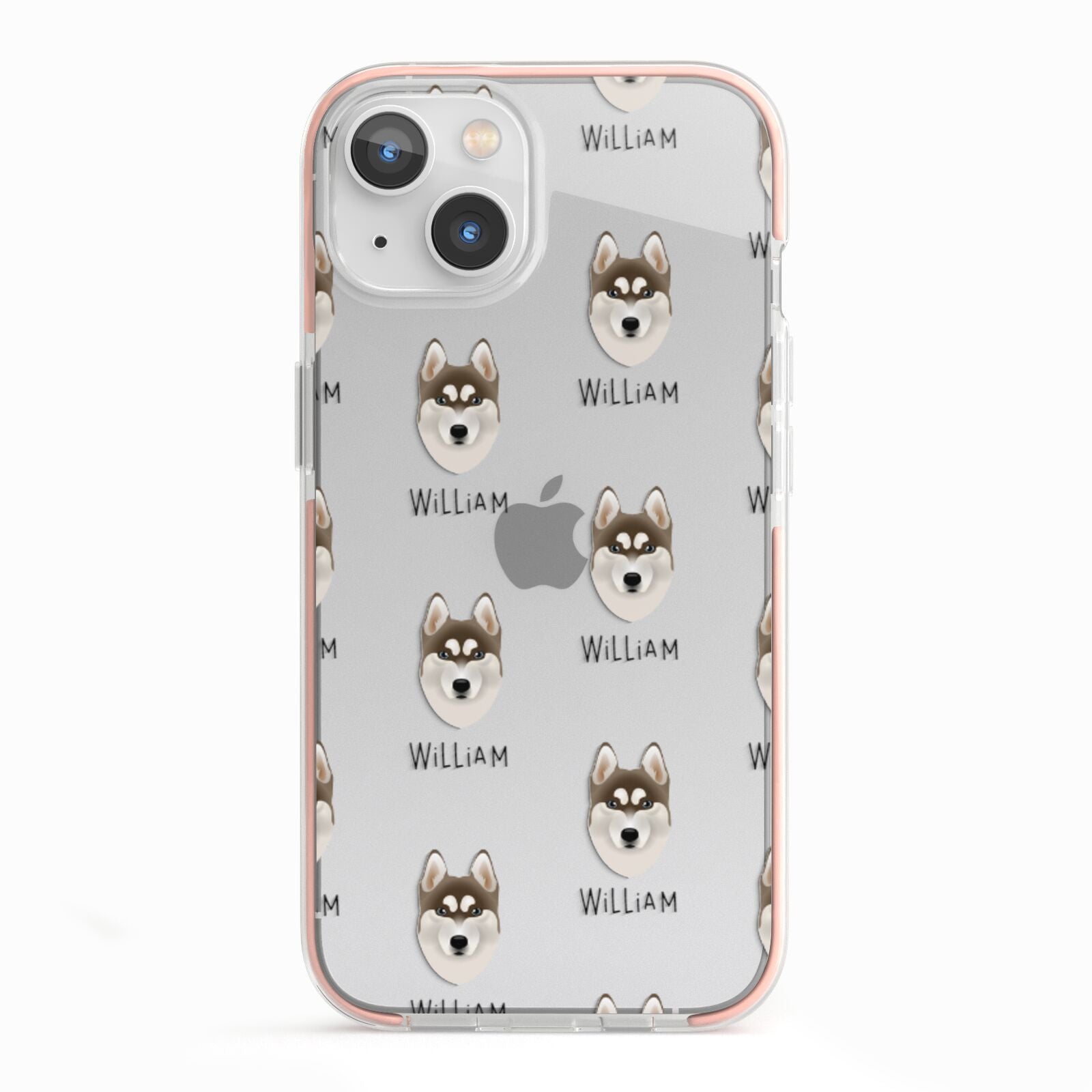 Siberian Husky Icon with Name iPhone 13 TPU Impact Case with Pink Edges