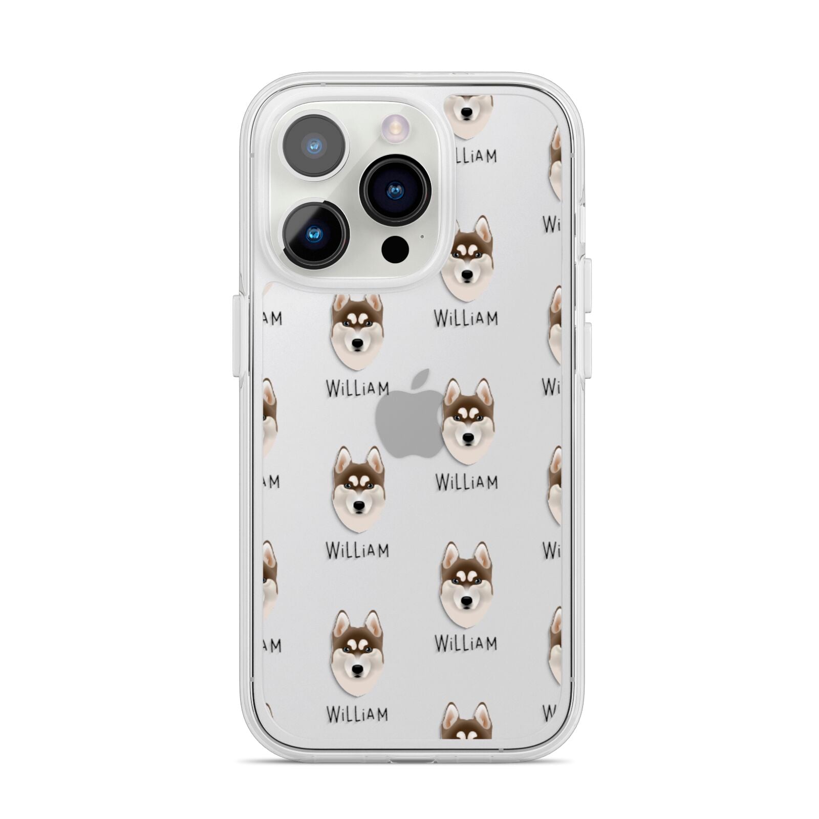 Siberian Husky Icon with Name iPhone 14 Pro Clear Tough Case Silver