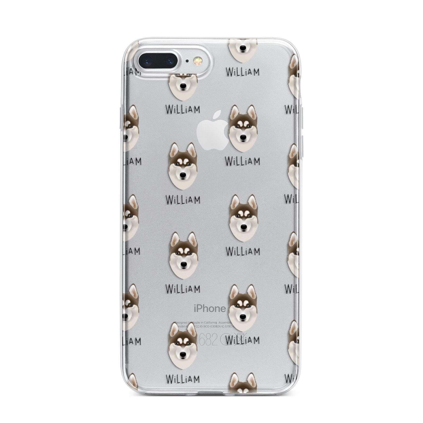 Siberian Husky Icon with Name iPhone 7 Plus Bumper Case on Silver iPhone
