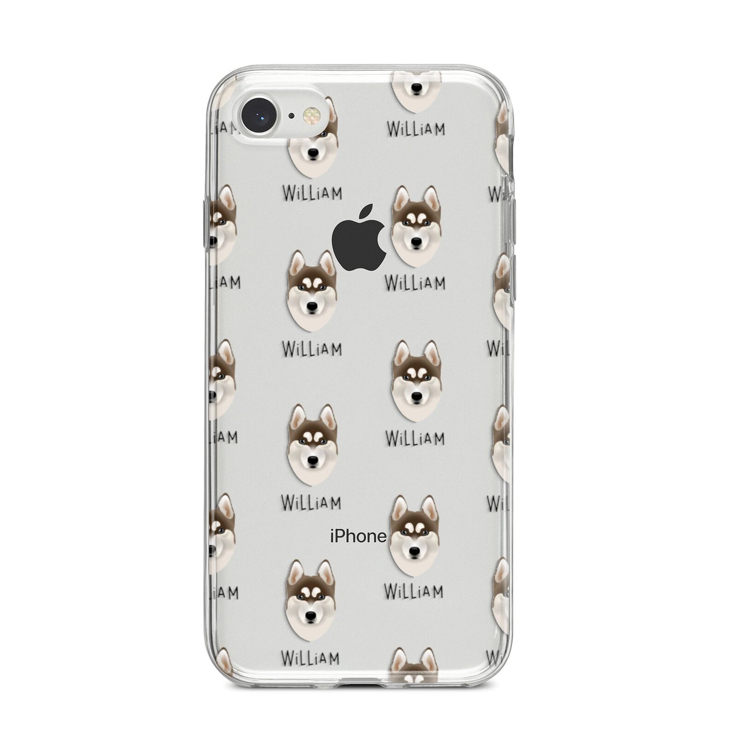Siberian Husky Icon with Name iPhone 8 Bumper Case on Silver iPhone